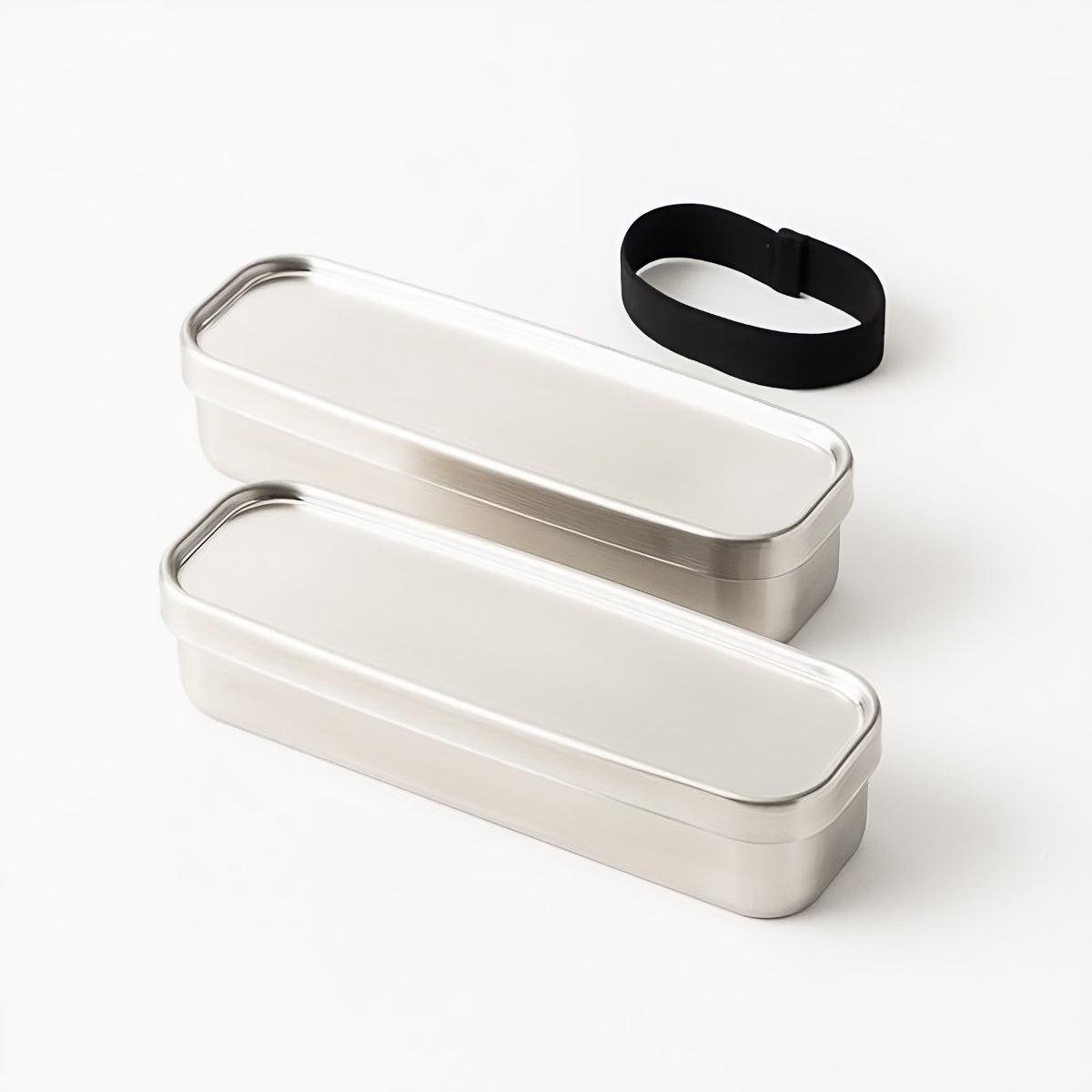 Aizawa Stainless Steel 2-Tier Bento Lunch Box 700ml - Leak-Proof, Eco-Friendly for Office, School & Picnics