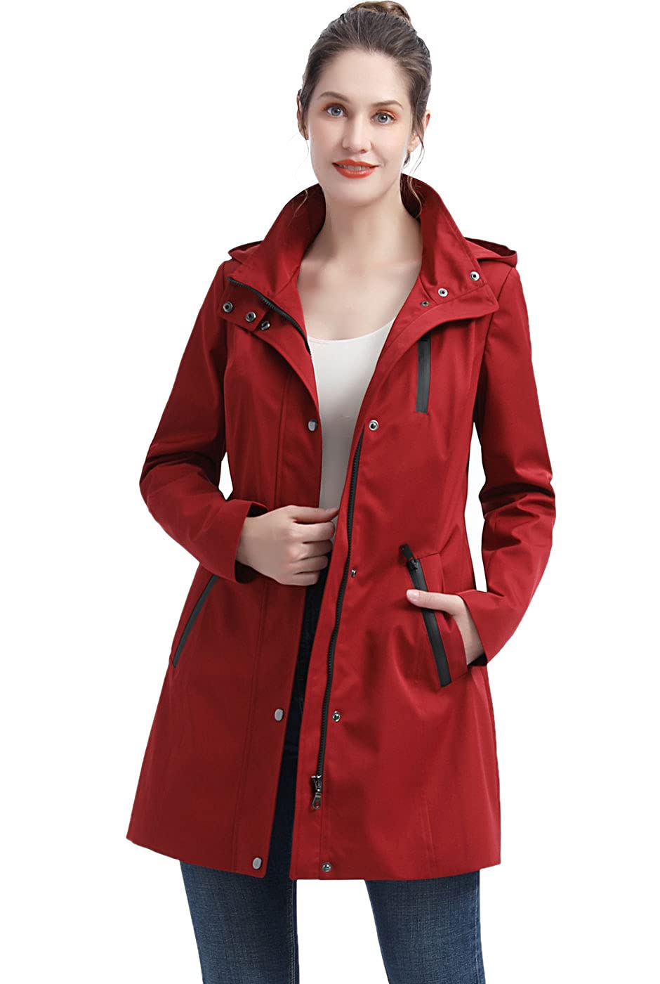 BGSD Women's Easton Waterproof Hooded Anorak Rain Jacket - Lightweight Windbreaker for Outdoor Activities (Regular & Plus Size) | Perfect for Hiking, Camping & Rainy Day Commutes