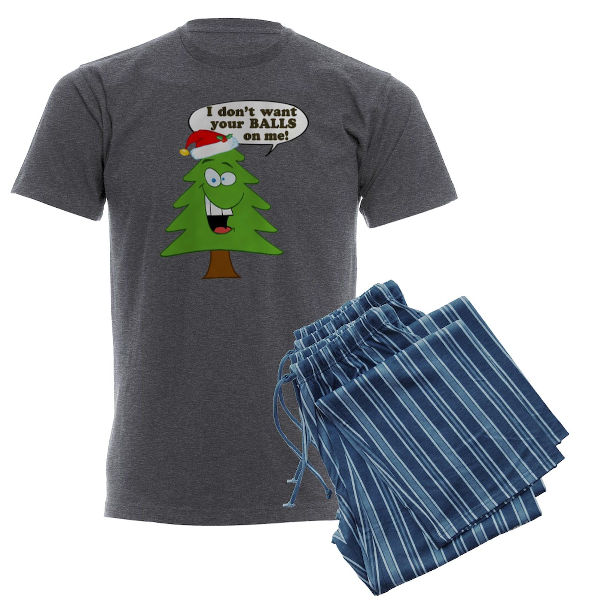 Funny Merry Christmas Tree Men's Charcoal Pajamas - Cozy Holiday Sleepwear for Christmas Parties & Family Gatherings