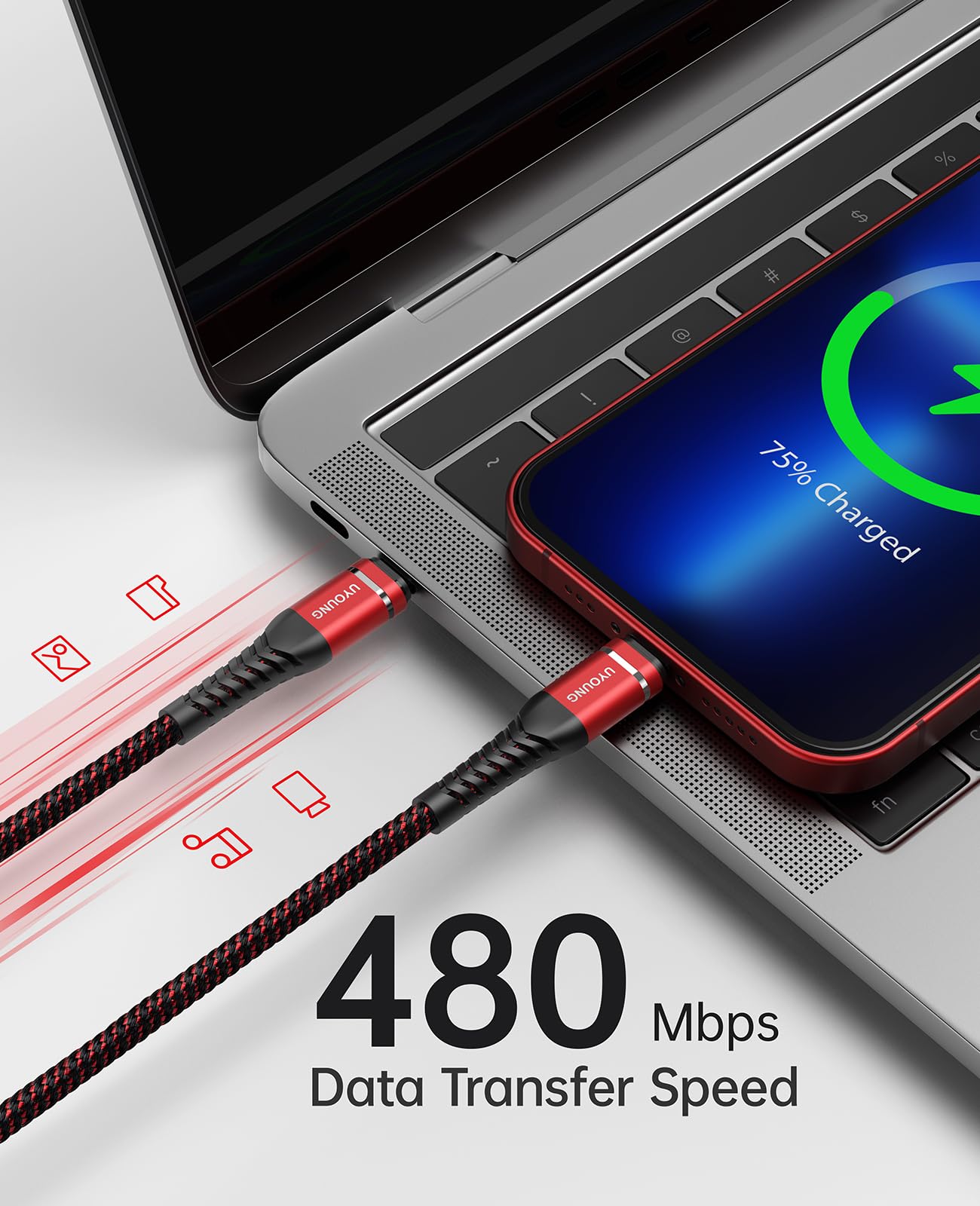 MFi Certified USB C to Lightning Cable 6FT - Fast Charging iPhone Charger Cord 2 Pack, Nylon Braided Durable Cable Compatible with iPhone 14/13/12/11/XS/XR/X/8 & iPad - Perfect for Home, Office and Travel Charging