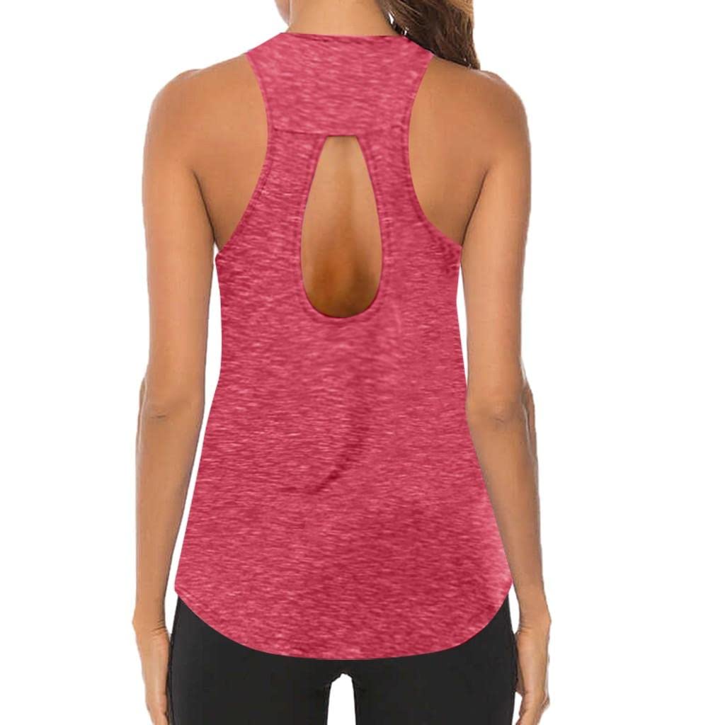 siilsaa Women's Loose Fit Tank Tops - Sleeveless Backless Workout Shirts, Raceback Yoga Tops for Gym, Running & Casual Wear