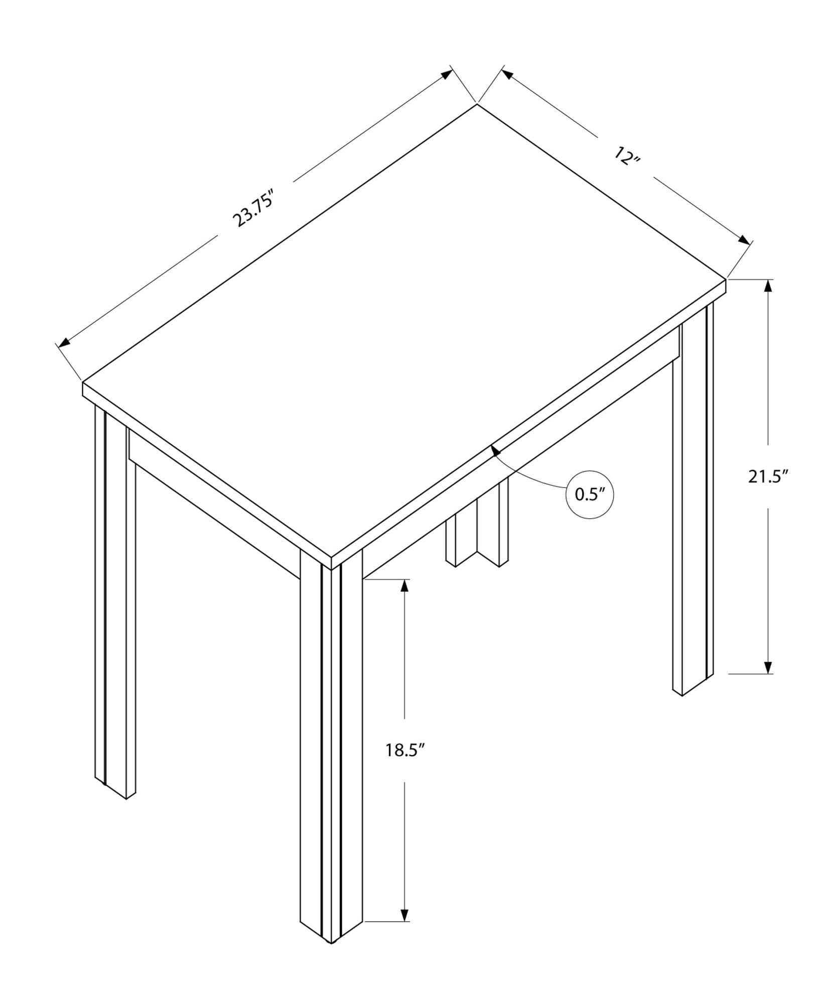 Black Oak Accent Table - Stylish Side Table for Living Room, Bedroom, or Entryway Decor