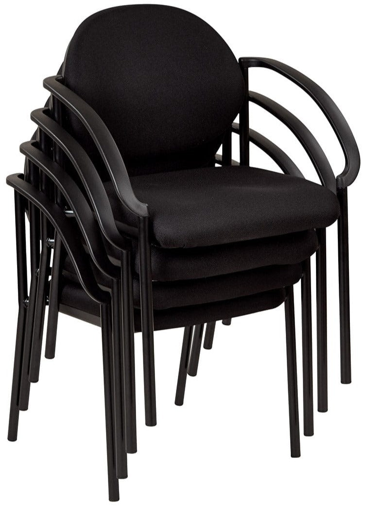 Office Star Work Smart Stacking Chair With Arms [STC3410] - Ergonomic Office Chair for Comfortable Workspace, Perfect for Home Office, Conference Rooms & Waiting Areas