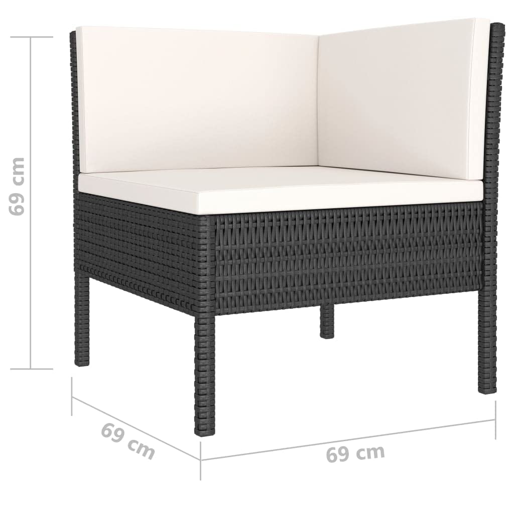 vidaXL 10-Piece Patio Lounge Set with Cushions - Black Poly Rattan Outdoor Garden Furniture, Corner Sofa Set with Footrest - Perfect for Backyard, Poolside & Terrace Relaxation