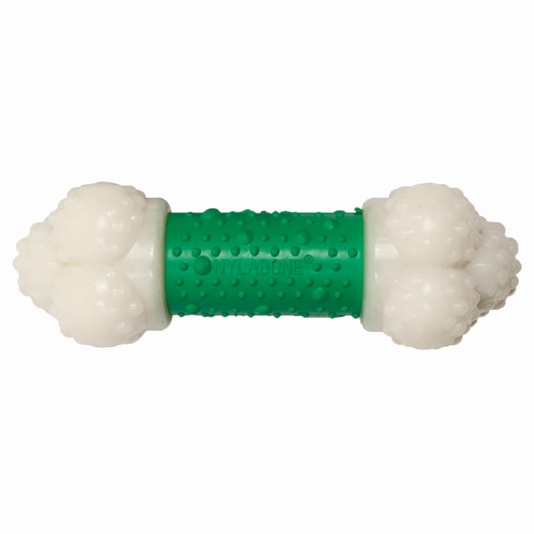 Nylabone Durachew Double Action Chew Toy for Dogs - Durable Puppy Chew Bone for Aggressive Chewers - Promotes Dental Health & Reduces Anxiety - Perfect for Teething, Boredom & Training