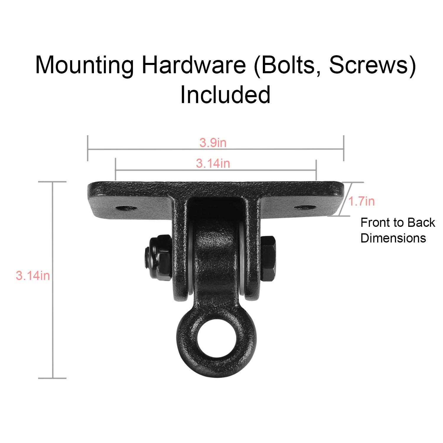 Heavy Duty Swing Hangers for Wooden Swing Sets - 4 Pack Black Metal Hanging Hardware with Snap Hooks - Indoor/Outdoor Playground, Porch, Backyard, Treehouse Use - Weather Resistant & Durable Swing Accessories