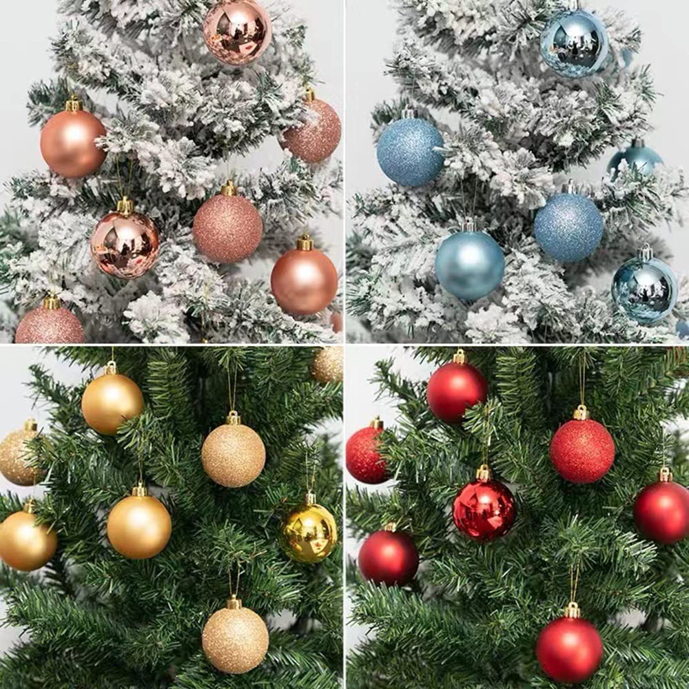 24-Piece Shatterproof Christmas Ball Ornaments - 2.36 Inch (6cm) Blue Hanging Tree Decorations with Rope for Holiday Party & Home Decor | Perfect for Xmas Tree, Gift Wrapping, and Festive Table Centerpieces