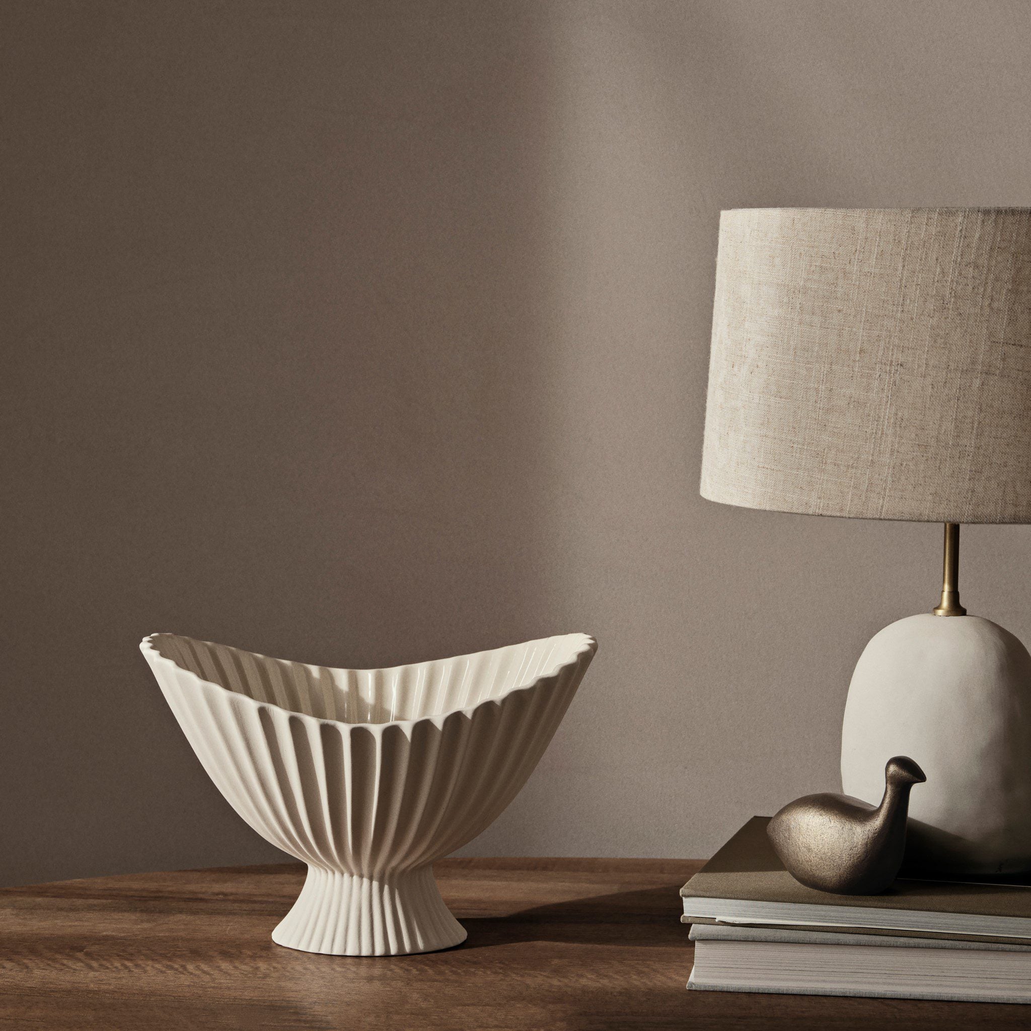 FERM LIVING Fountain Bowl - Off White Ceramic Decorative Bowl 28cm - Perfect for Home Decor, Table Centerpiece, and Gift Giving