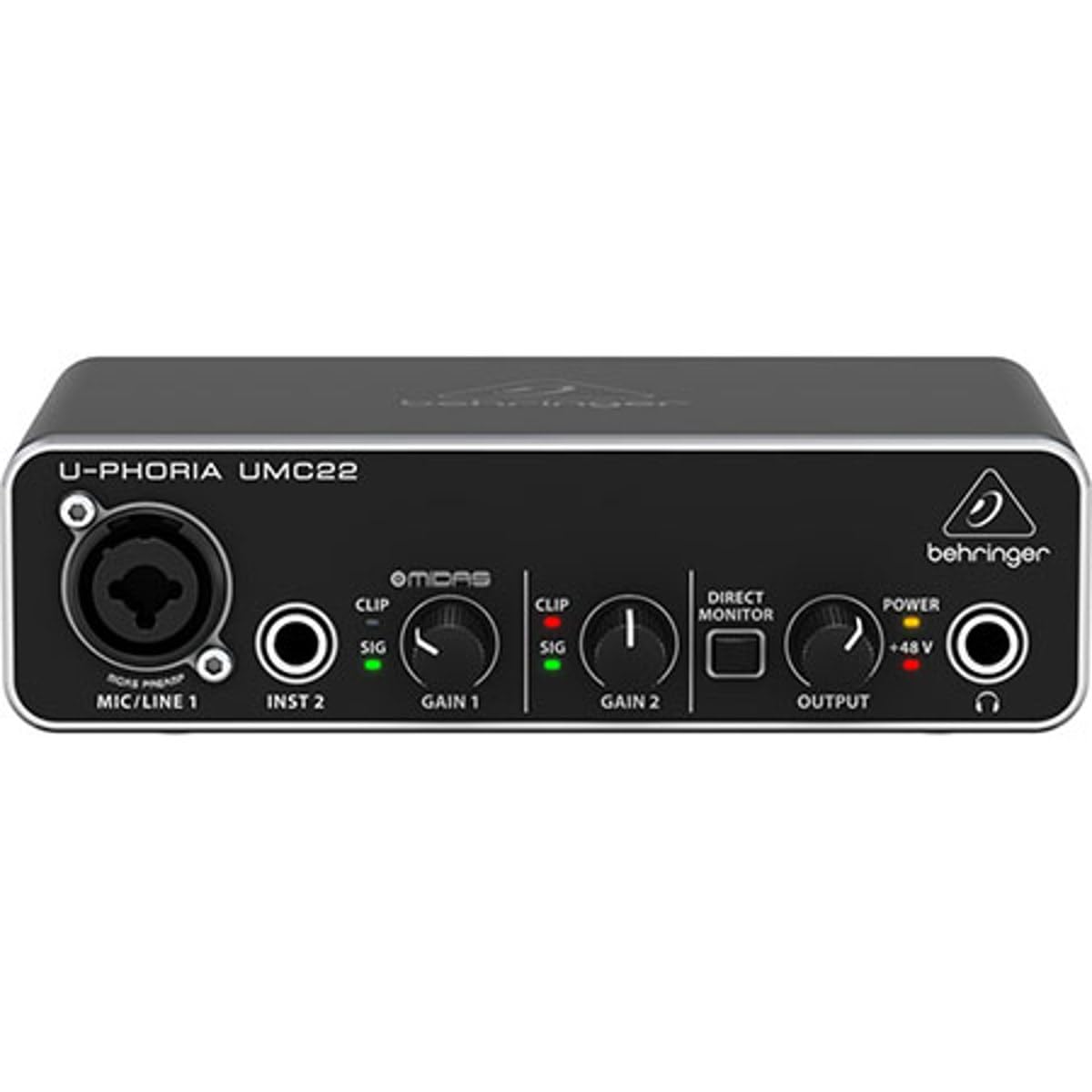 Behringer U-Phoria UMC22 USB Audio Interface for Recording & Streaming - High-Quality 2x2 USB Audio Interface with XLR/TRS Inputs, Phantom Power, and Direct Monitoring for Home Studio, Podcasting & Music Production