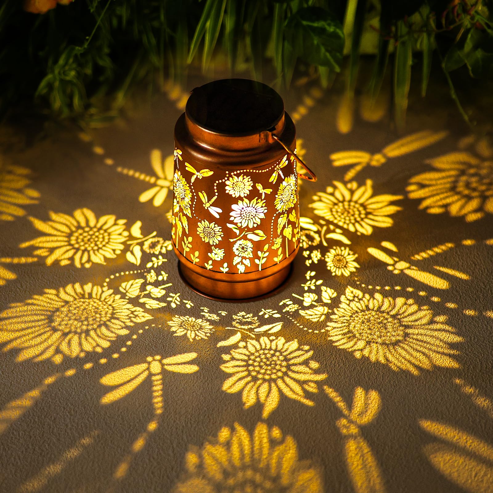 Dragonfly Solar Lanterns Outdoor - Waterproof Hanging Sunflower Solar Lights for Garden, Yard, Patio, Lawn, Porch & Backyard Decor | Decorative LED Lantern Gift for Women & Mom | Perfect for Christmas, Parties, Camping & Evening Ambiance