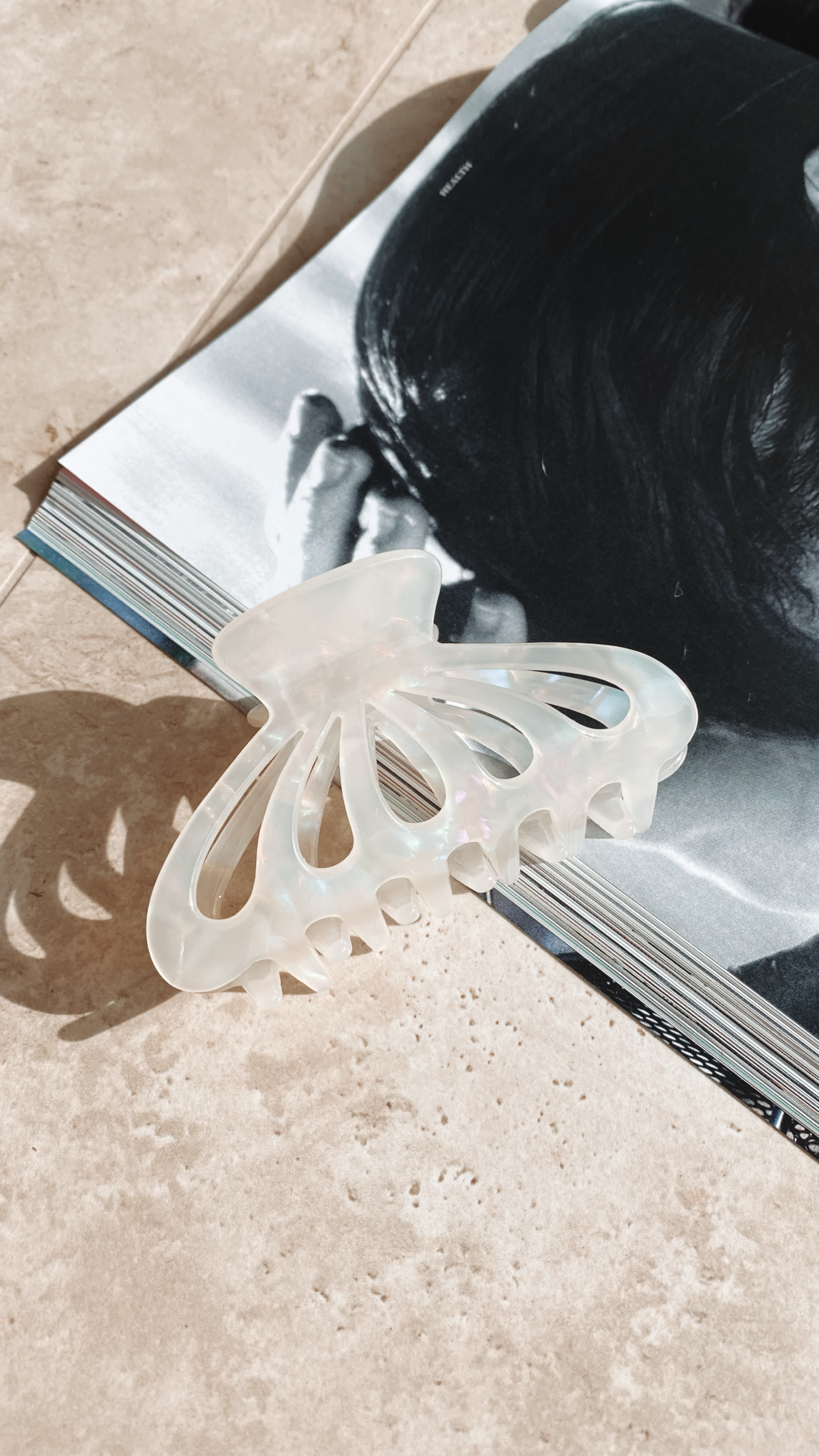 Bianca Butterfly Claw Clip Hair Accessory - Ivory Marble Design for Women | Perfect for Updos, Ponytails & Everyday Hairstyles