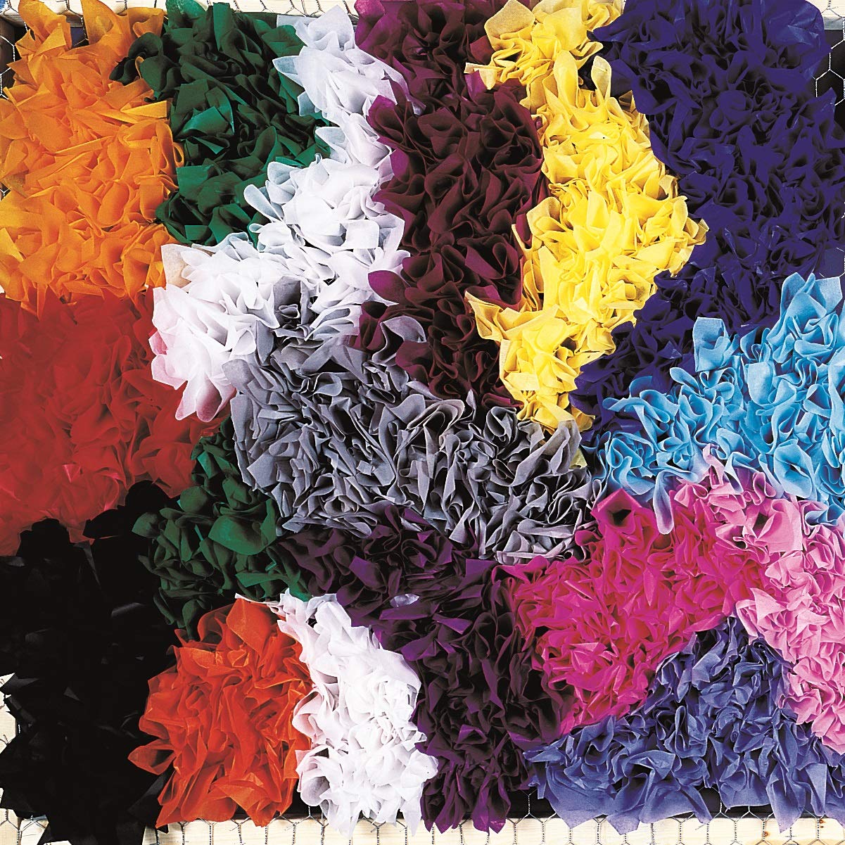 TCDesignerProducts 300-Pack 5.5 Inch Square Scarlet Tissue Pomps - Parade Float Decorations, Party Supplies & Trailer Decor for Mardi Gras, Homecoming & Festive Celebrations
