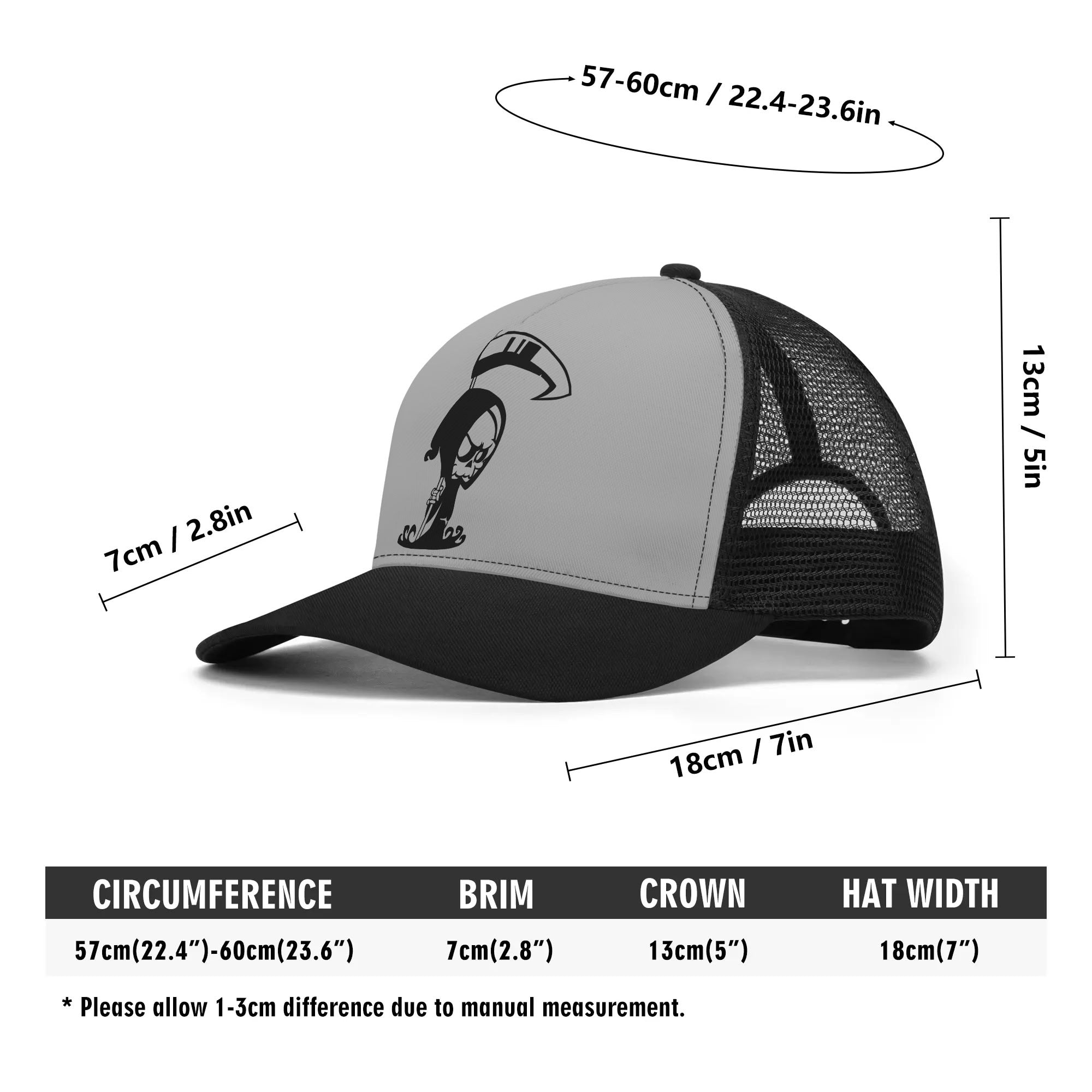 Lil Reaper Mesh Trucker Hats for Men & Women - Adjustable Snapback Baseball Cap - Stylish Outdoor Sun Protection Hat for Hiking, Fishing, and Casual Wear