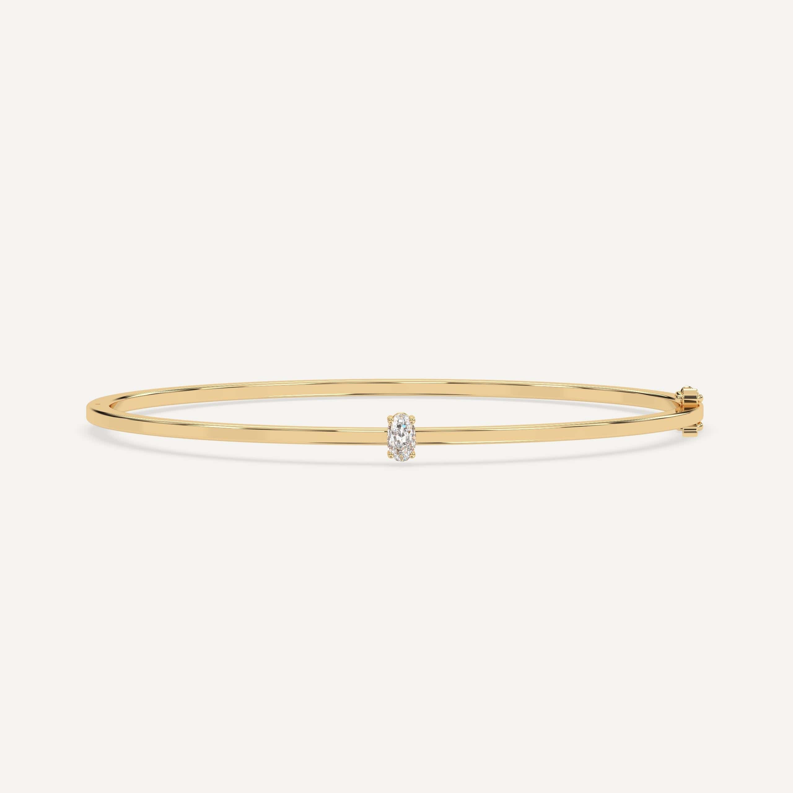 1/4 Carat Oval Diamond Solitaire Bangle Bracelet - Elegant 14K Gold Jewelry for Women - Perfect for Weddings, Anniversaries & Special Occasions