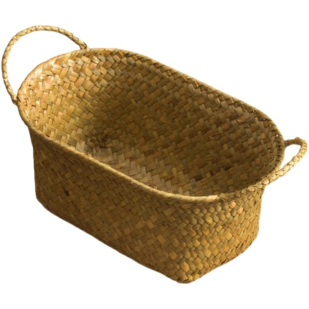DLOETT Handmade Wicker Storage Basket - Rattan Weaving Kitchen Organizer for Fruits, Bread, Picnic Food & Sundries - Neat & Stylish Container (Large Size) - Perfect for Kitchen, Dining Room & Outdoor Gatherings