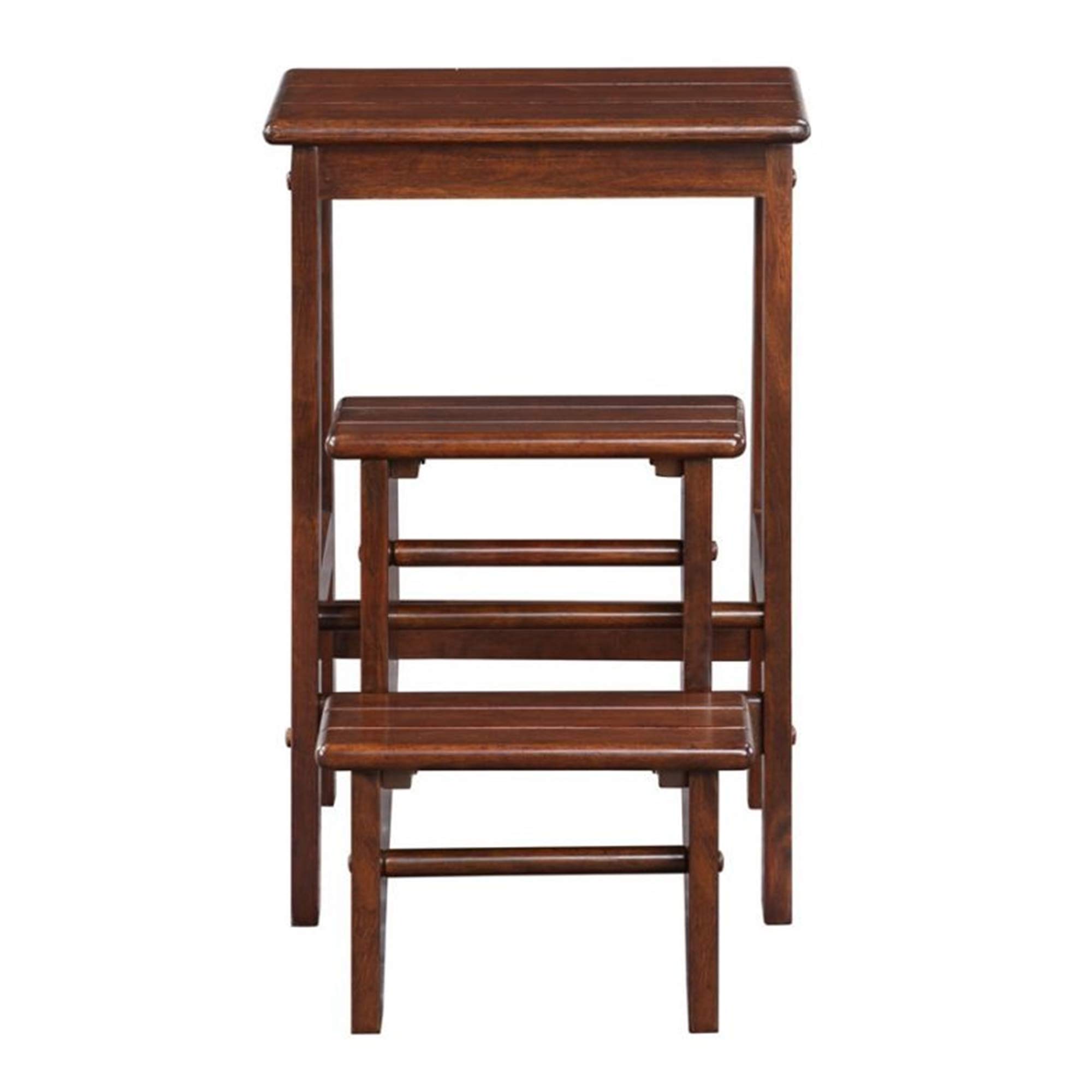 Benjara 3-Step Wooden Step Stool with Safety Latch - Sturdy Brown Stool for Kids & Adults - Perfect for Bathroom, Kitchen, and Bedroom Use