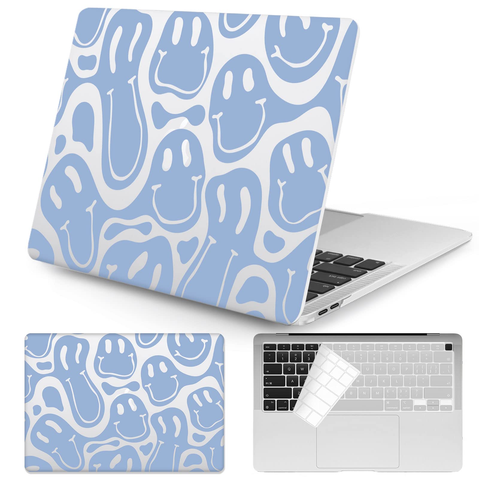 Retro 70's Smiley Pattern MacBook Pro 13 Inch Case (2020-2018 Models) - Compatible with M1/M2 A2338/A2251/A2289/A2159/A1989/A1706/A1708 - Protective Laptop Cover for Work, School & Travel