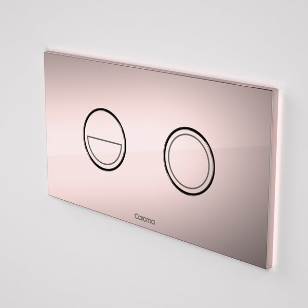 Caroma Invisi Series II Round Dual Flush Toilet Button Plate - Modern Metallic Rose Gold Finish for Bathroom & Powder Room Upgrade