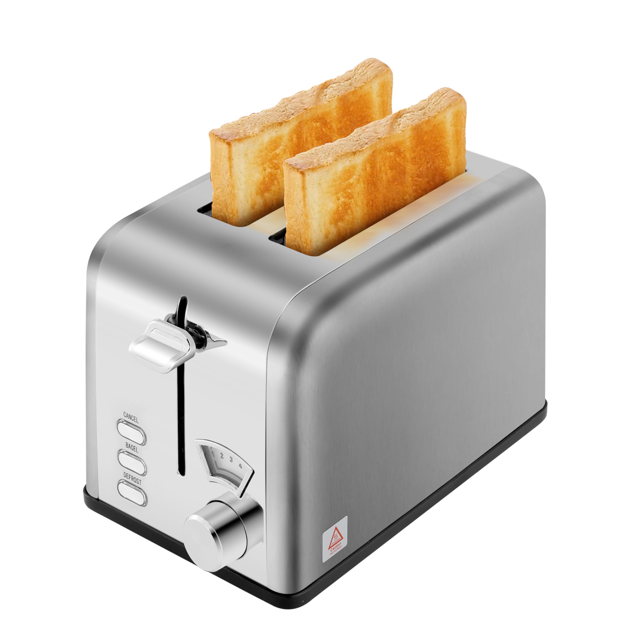 HealSmart 2 Slice Stainless Steel Toaster - Extra Wide Slots, Removable Crumb Tray, 5 Shade Settings | Bagel, Defrost & Cancel Functions | Retro Compact Design for Bread, Waffles, Bagels & Pastries | Perfect for Kitchens, Dorms, Offices & Small Spaces (Silver)