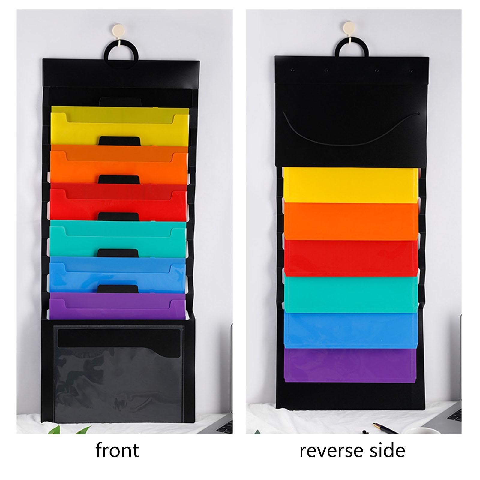 Kokiya 6-Pocket Hanging Wall File Organizer - Expandable Document Holder for Home & Office - Sturdy Wall Mount Paper Folder for Bills, Receipts, Letters (Ideal for Home Office Organization & Work Efficiency)
