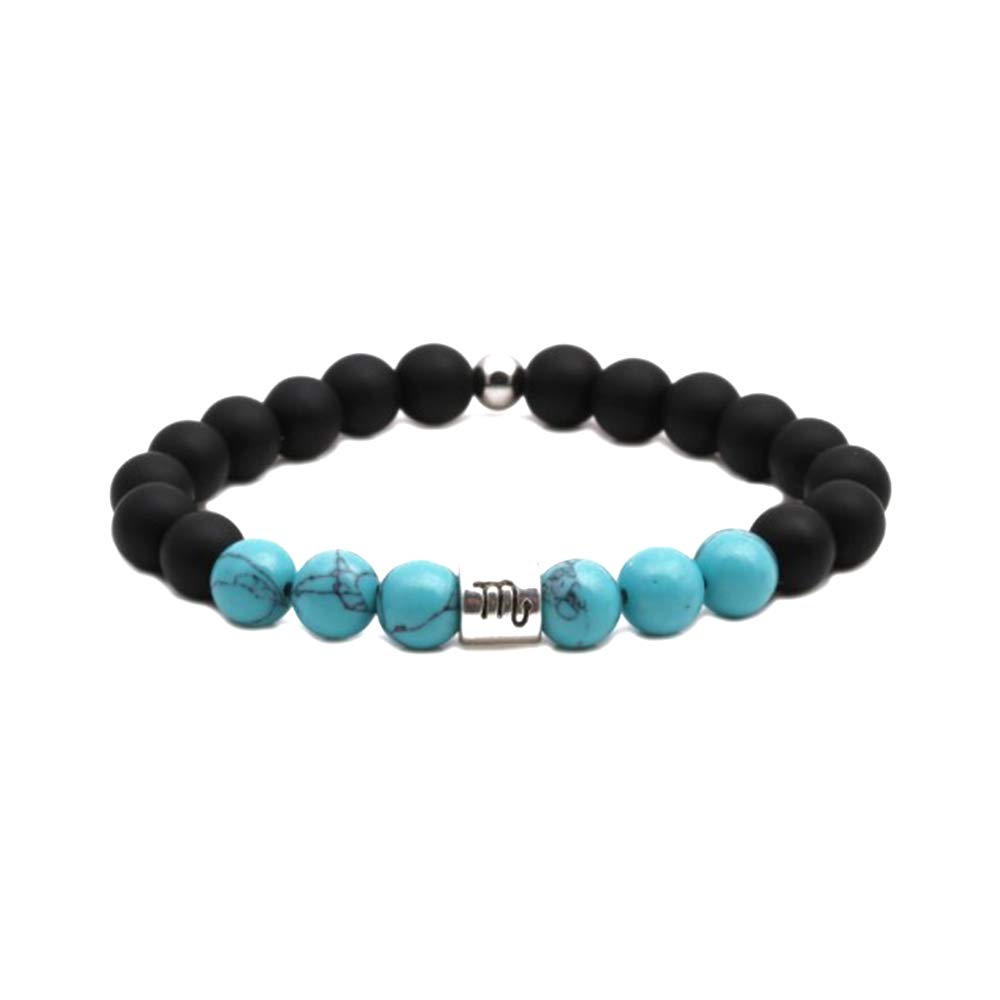12 Constellations Zodiac Sign Turquoise Beaded Bracelets for Women & Men - Adjustable Elastic Stretch Wristbands for Birthday, Friendship & Daily Wear | MiniJewelry