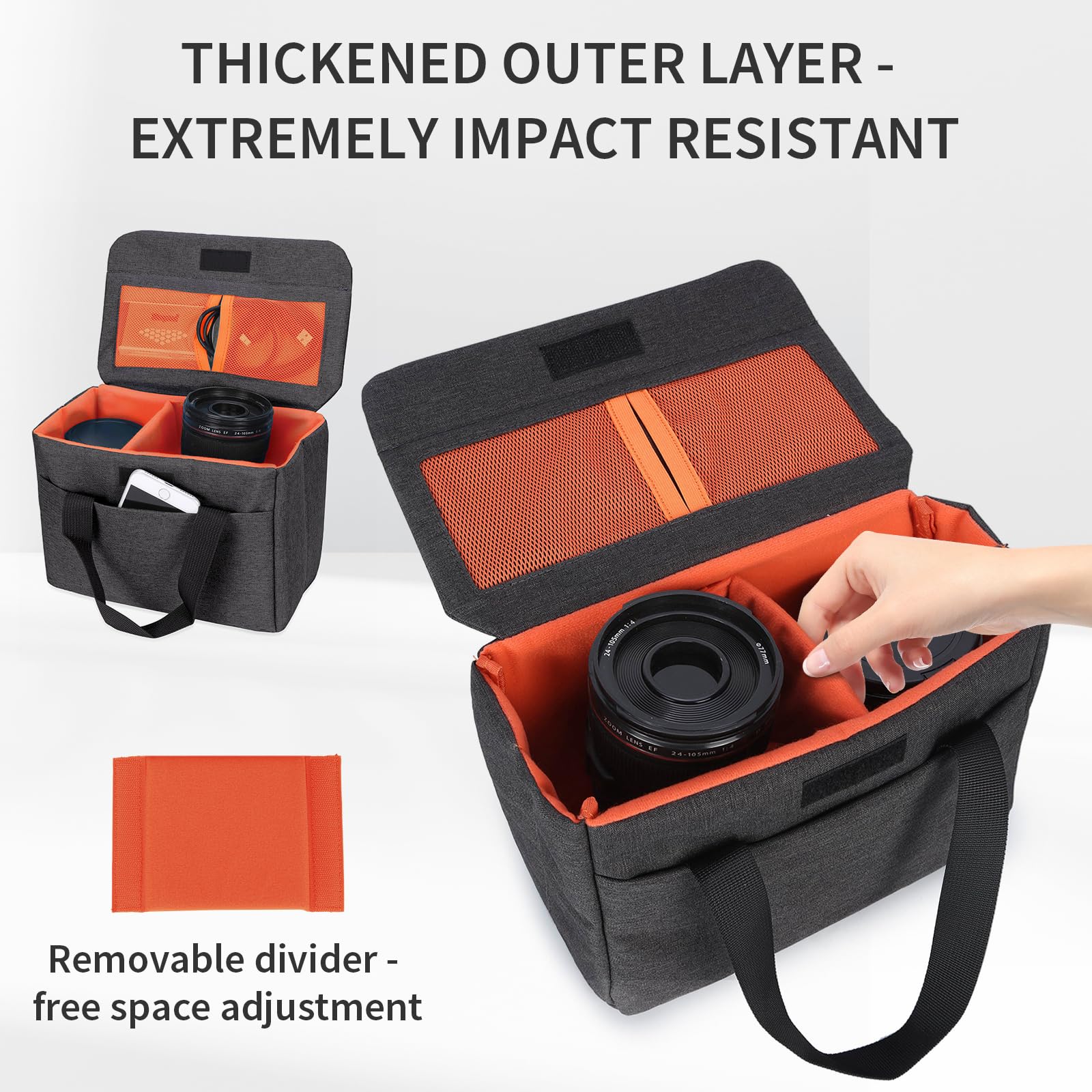 BAIGIO Foldable Shockproof Water-resistant Camera Insert Bag for DSLR SLR Cameras - Protective Inner Organizer with Handle for Backpacks - Perfect for Travel, Hiking & Photography Enthusiasts