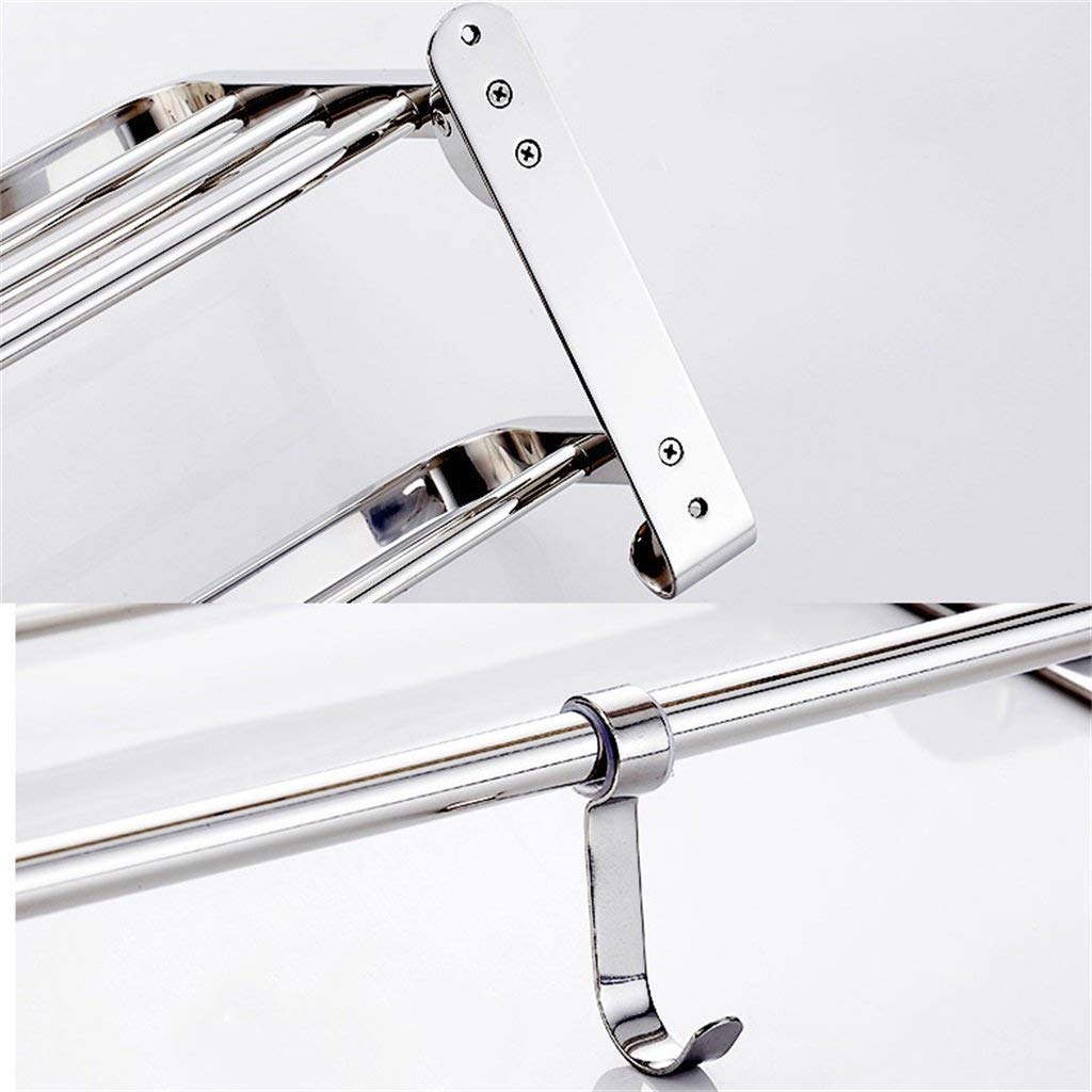 Double Layer Hanging Towel Rack - 2 Tier Bathroom Shelf Organizer with Towel Bar | Space Saving Bathroom Accessories for Towels, Robes & Decor | Perfect for Small Bathrooms, Apartments & Dorm Rooms