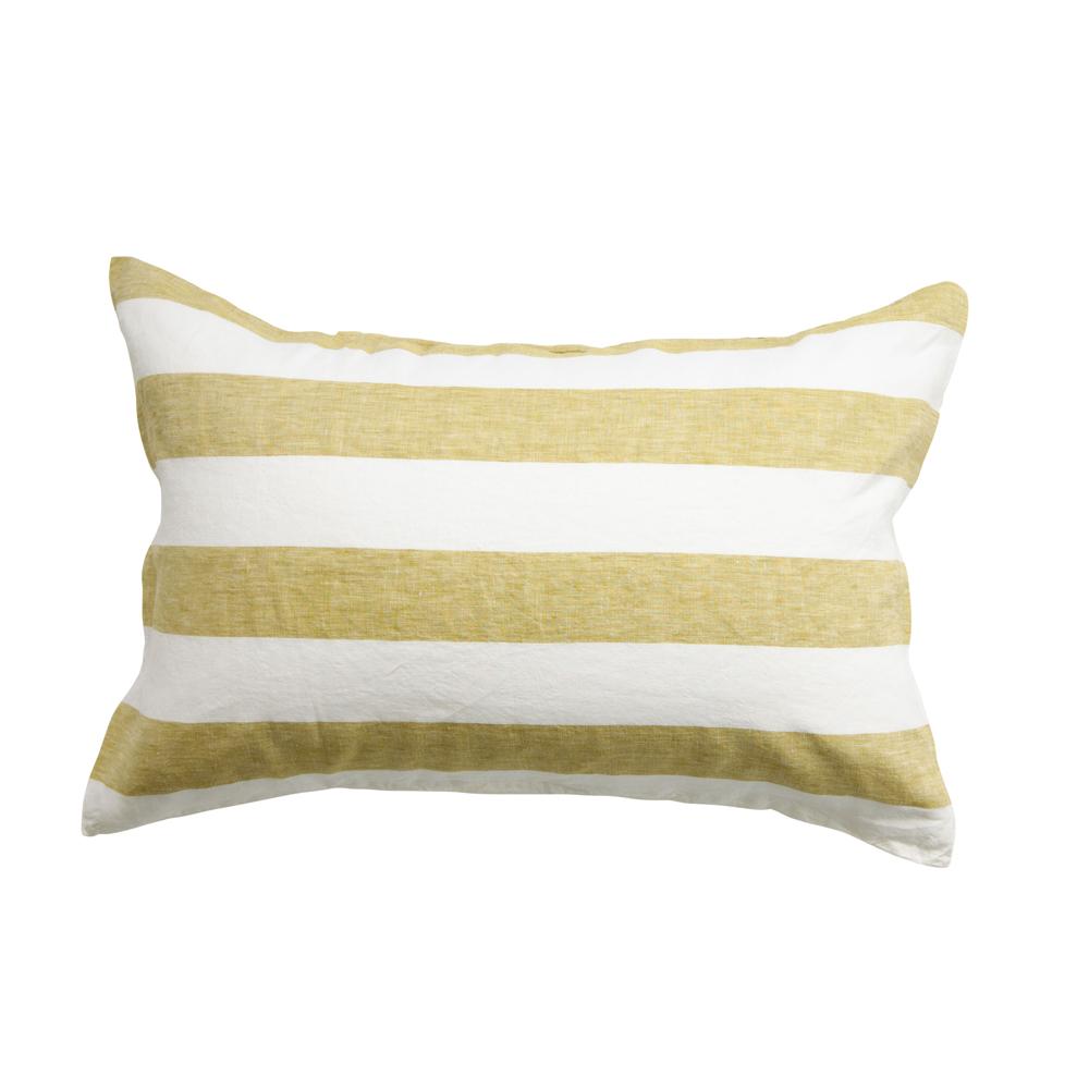 Premium 100% Linen Pillowcase Set - Natural Kelp Stripe Design - Breathable & Hypoallergenic Bedding for Home, Hotel, or Airbnb Use