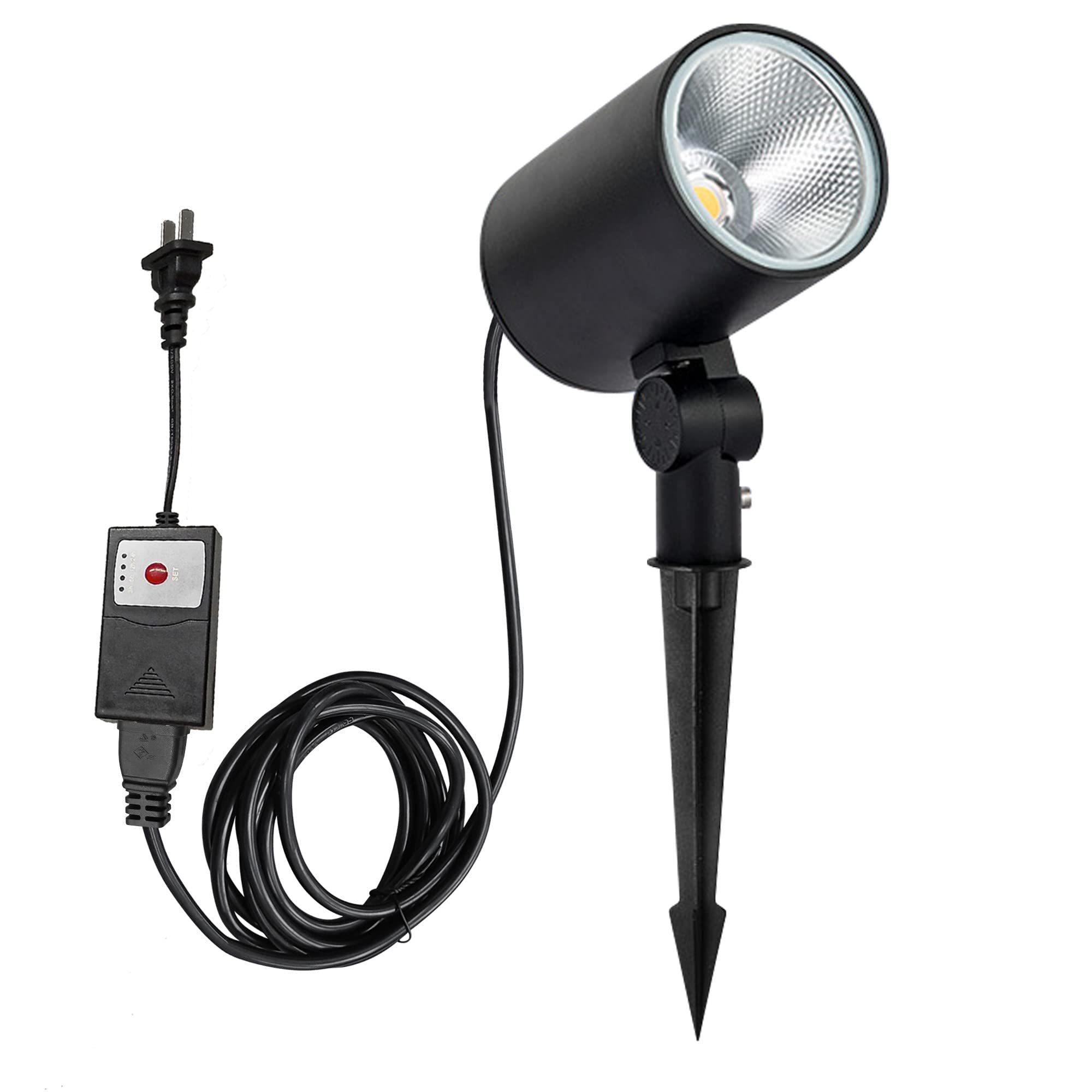 Kiven IP65 Waterproof LED Landscape Clamp Light - 5W Cool White Decorative Spotlight with Plug-in Cord & Timer for Indoor/Outdoor Use - Perfect for Yard, Garden, Step Lighting, Statue Accent & Lawn Decoration