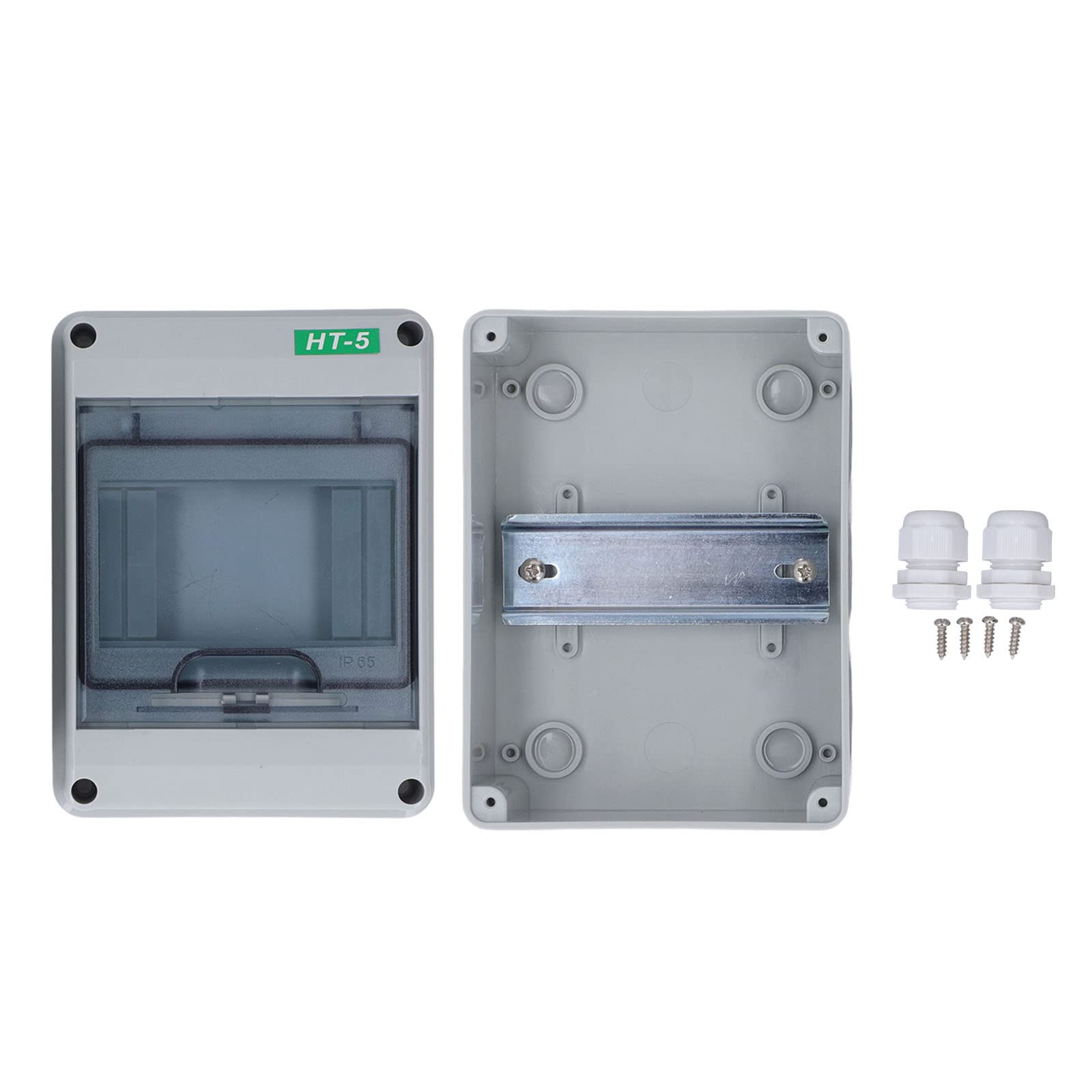 **HT-5 Outdoor Waterproof Distribution Box - IP65 Rated, 5-Way Circuit Breaker with Transparent Cover for Household & Outdoor Electrical Protection - Ideal for Gardens, Patios & Wet Locations**