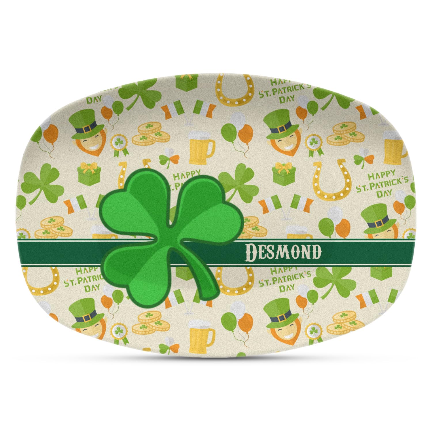 Personalized St. Patrick's Day Plastic Serving Platter - Microwave & Oven Safe Composite Polymer Tray for Parties, Picnics & Holiday Celebrations