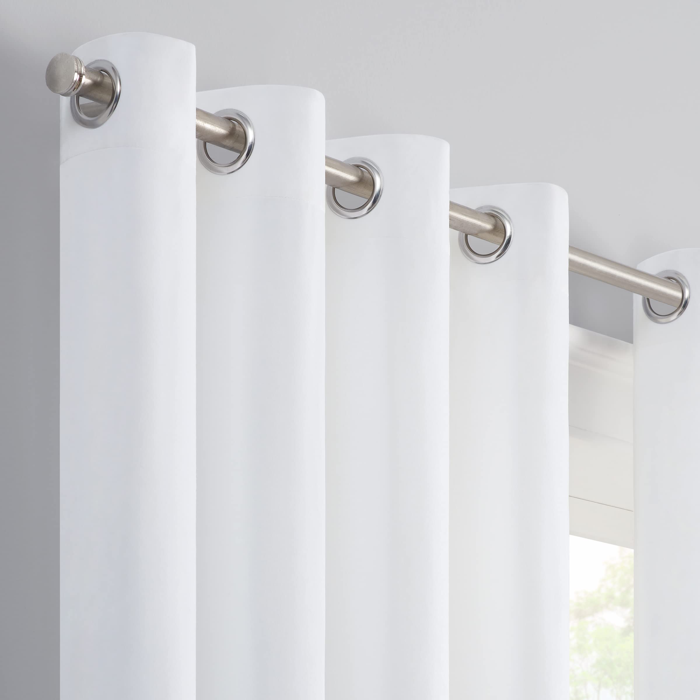 Eclipse Aurelia Velvet Blackout Curtains - Noise Reducing Thermal Insulated Window Drapes (2 Panels, 52x63 Inches, White) for Bedroom, Living Room & Home Theater
