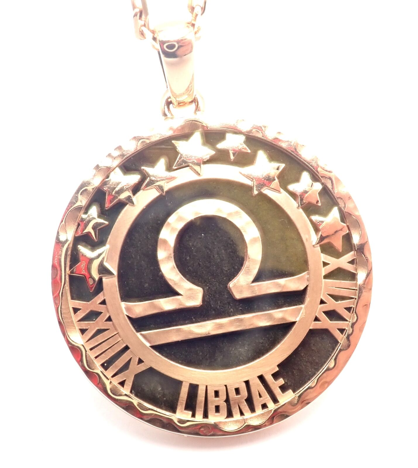 Van Cleef & Arpels 18K Rose Gold Libra Zodiac Pendant Necklace with Black Obsidian - Certified Luxury Jewelry for Women, Perfect Gift for Birthday & Anniversary