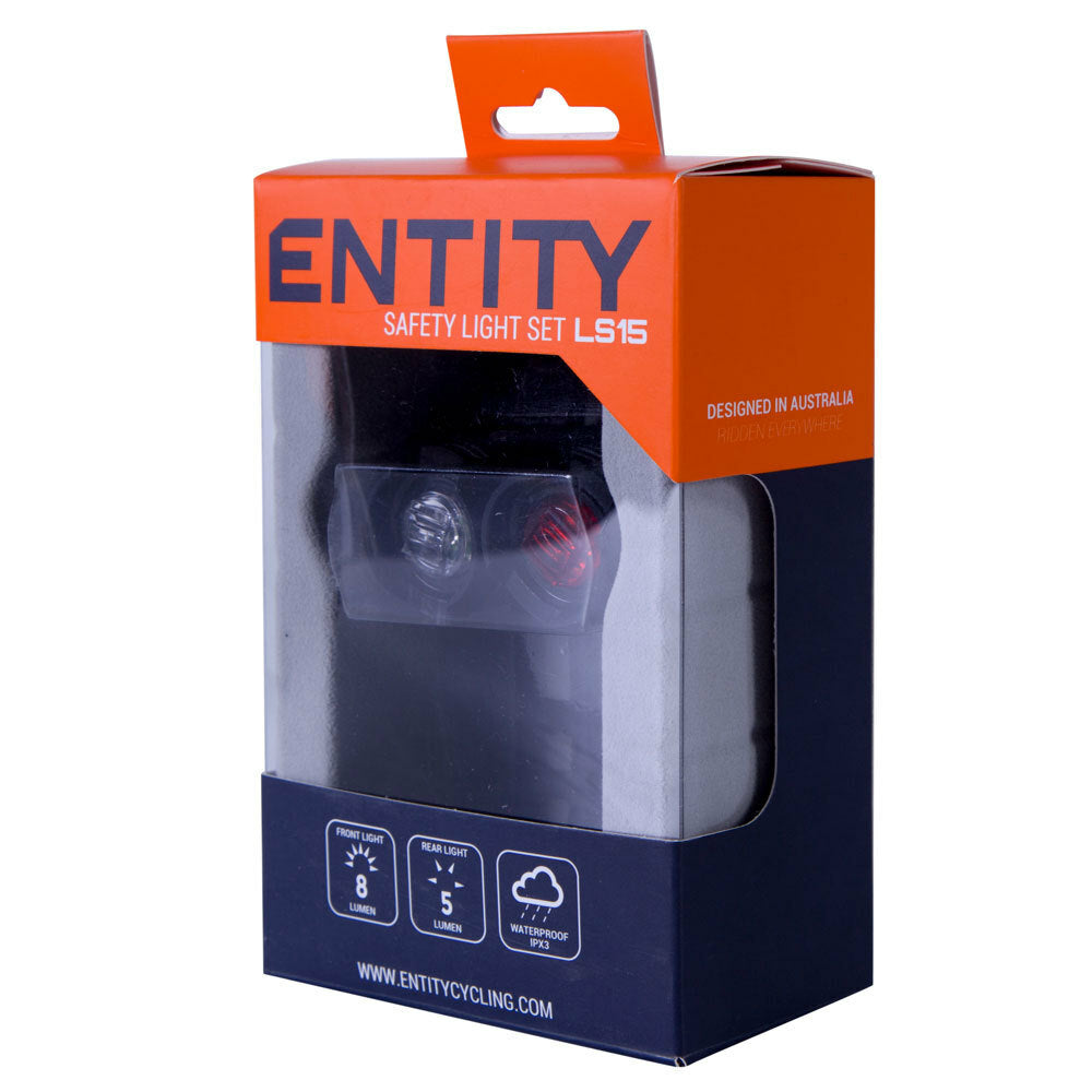 Entity LS15 Safety LED Bicycle Light Set - High Visibility Front & Rear Bike Lights for Night Riding, Waterproof Cycling Lights for Commuters & Mountain Bikers - Perfect for Urban Streets & Trail Adventures
