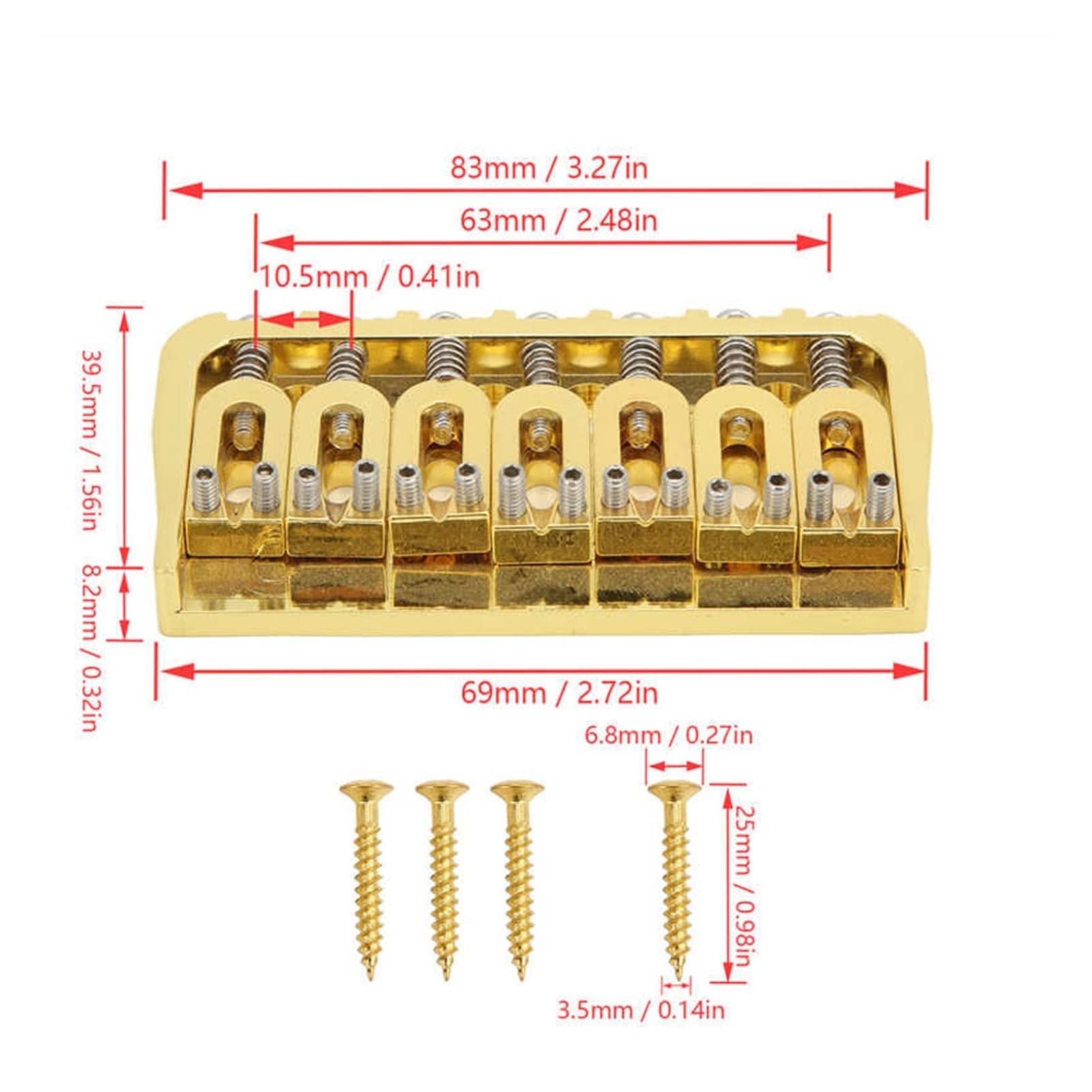 High-Quality Electric Guitar Hardtail Bridge - Fixed Short Bridge for Heavy Strings, Through-Body Design with Screw Mounting - Perfect for Rock, Metal & Blues Performances