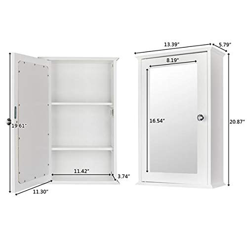 Wall Mounted Single Door Bathroom Medicine Cabinet with Mirror - Perfect for Small Spaces, Vanity Storage & Bathroom Organization