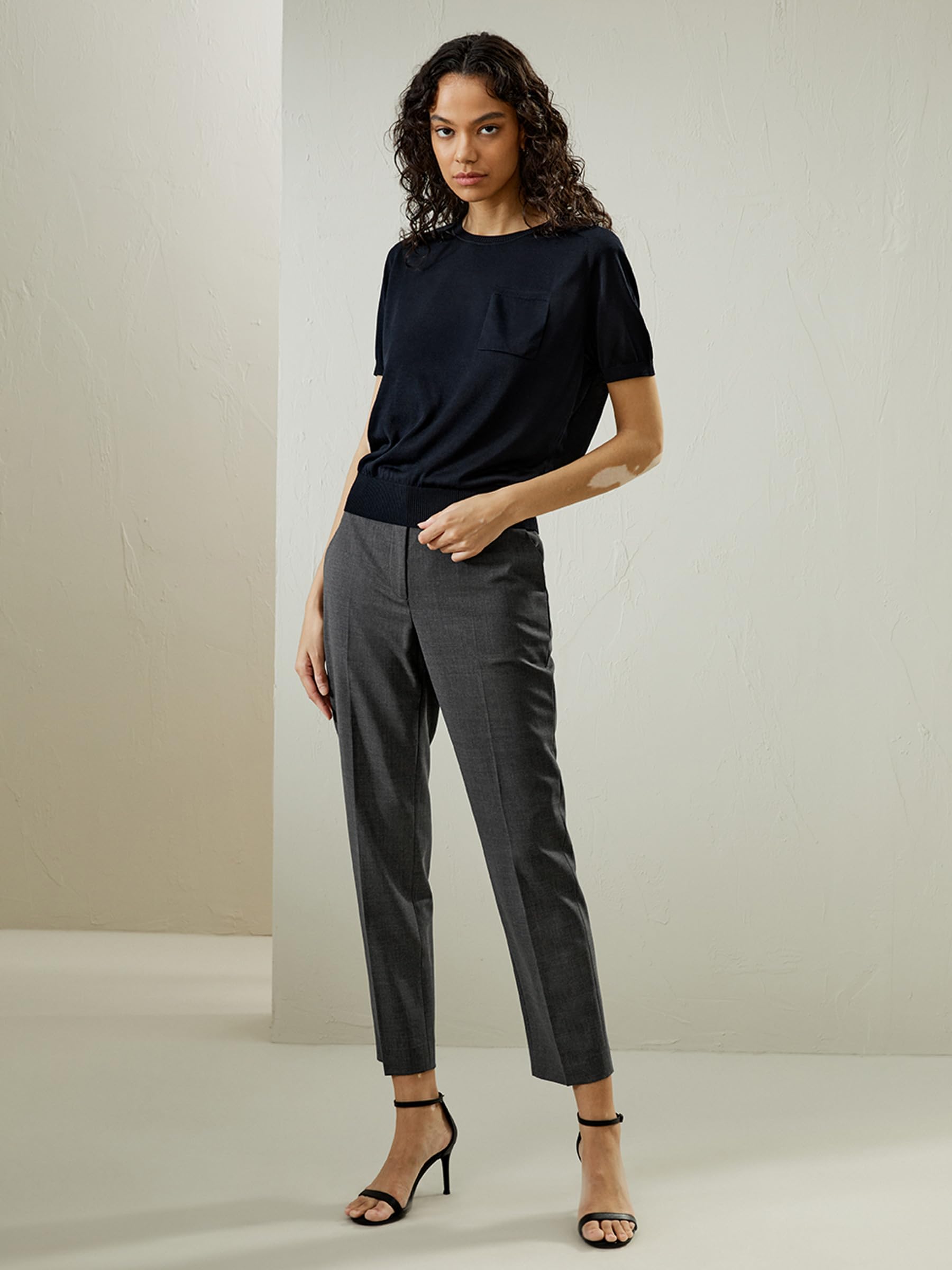 LilySilk Women's 100% Merino Wool Stretch Slim Fit Suit Pants - Luxury Office Work Business Trousers for Professional Women | Perfect for Business Meetings, Office Wear & Formal Occasions