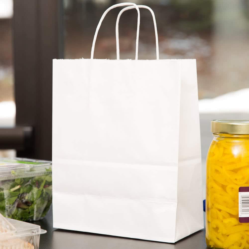 200 Pack White Kraft Paper Gift Bags with Handles 13x7x17 Inches - Eco-Friendly Bulk Shopping Bags for Retail, Parties, Weddings & Crafts | Perfect for Gift Wrapping, Merchandise Packaging & Business Use