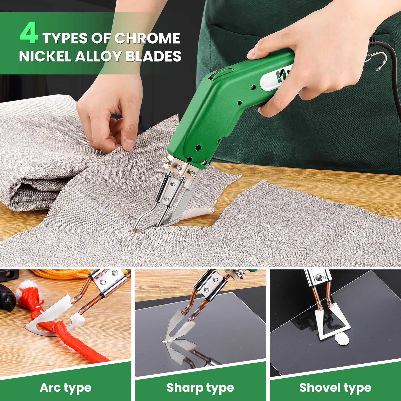 Huanyu 100W Hot Knife Fabric Cutter - 110V Electric Arc Knife with Adjustable Temperature up to 1112℉ for Cloth, Foam, Rope, Braided Belt Cutting | Perfect for DIY Crafts, Upholstery, and Marine Rope Work