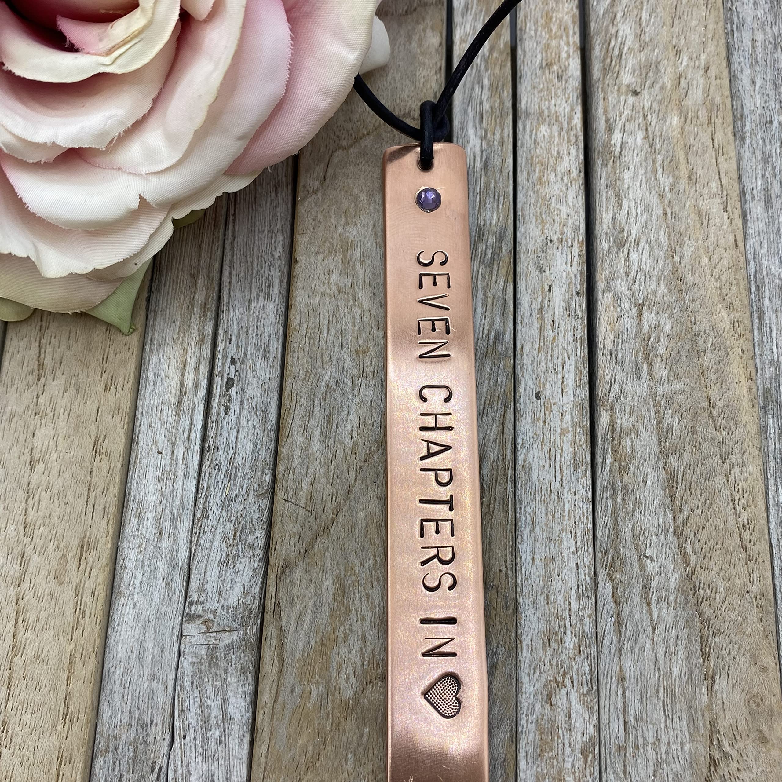 7th Anniversary Copper Bookmark with Birthstone Crystal - Personalized Custom Quote Bookmark for Book Lovers - Perfect 7 Year Wedding Anniversary Gift & Reading Accessory for Couples, Bookworms, and Bibliophiles