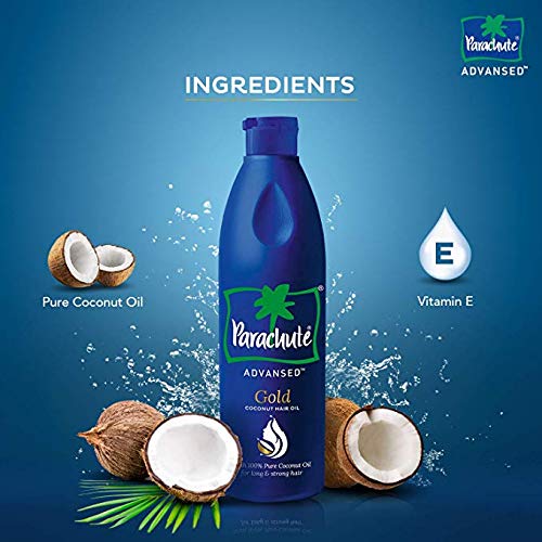 Parachute Advanced Gold Coconut Hair Oil, 280ml - 100% Pure Coconut Oil for Hair Growth & Shine - Perfect for Daily Hair Care, Scalp Massage & Deep Conditioning