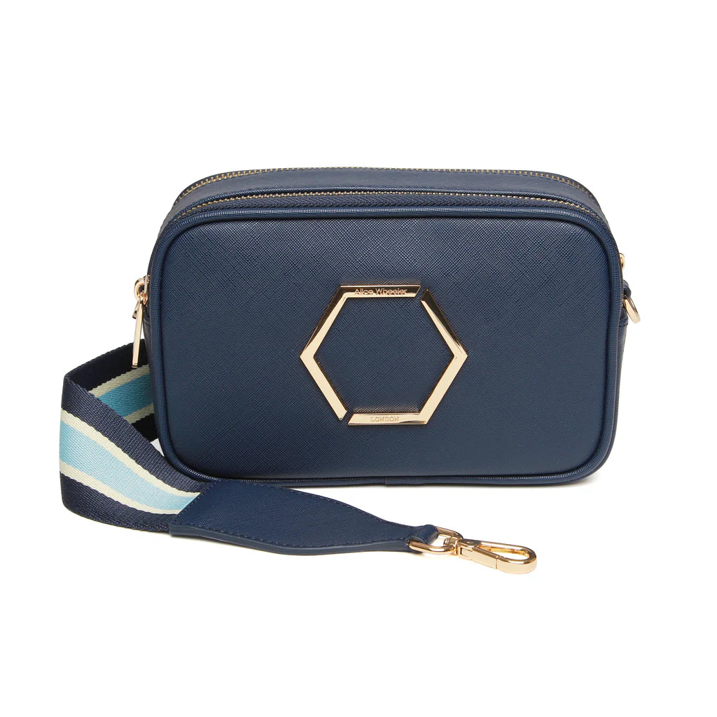 Alice Wheeler Pimlico Honeycomb Cross Body Bag in Navy - Stylish & Lightweight Purse for Women, Perfect for Everyday Use, Travel, and Shopping