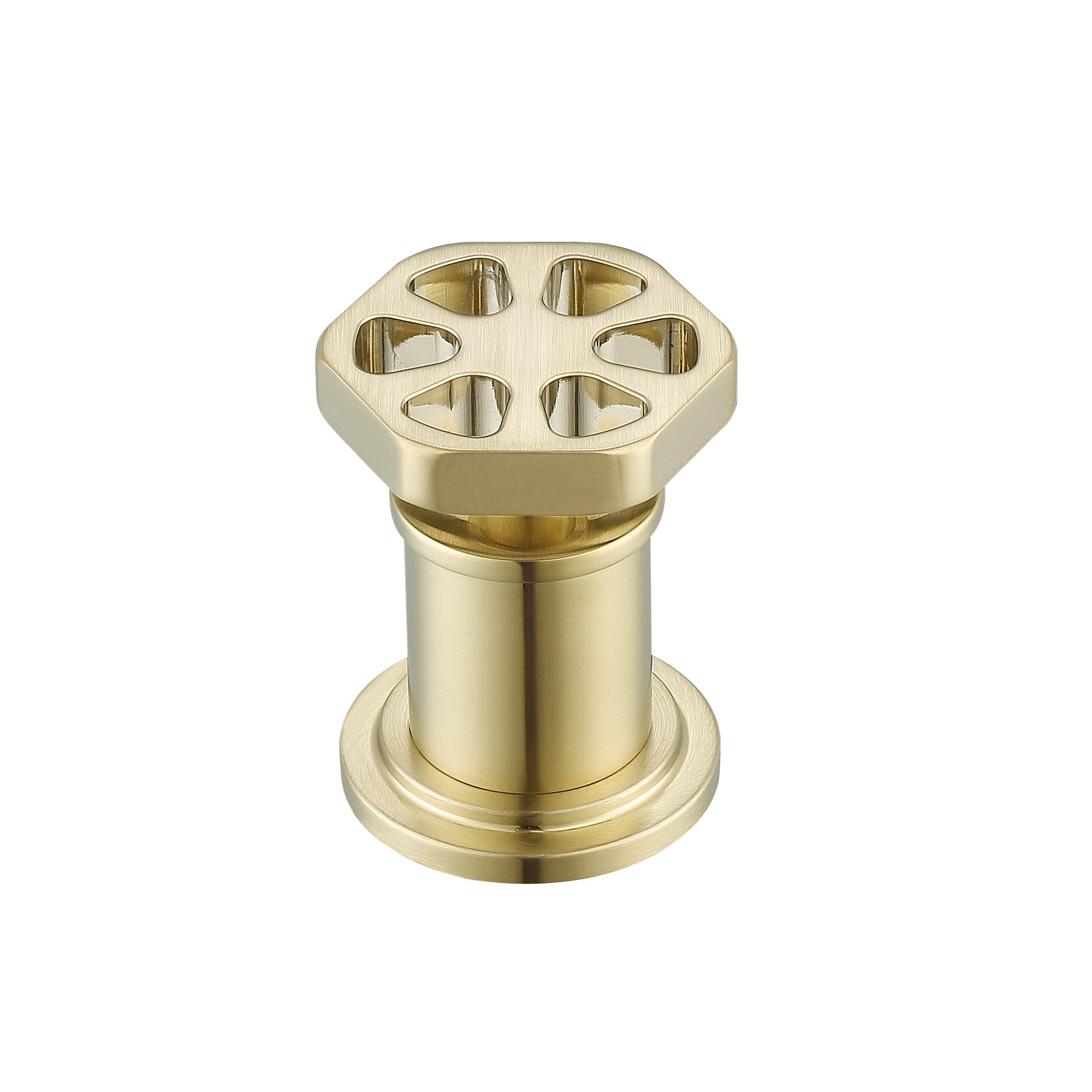 Ancona Industria Brushed Champagne Gold Widespread Hexagonal Two Handle 3 Hole Bathroom Faucet - Perfect for Modern Bathroom Vanity Sink Installation