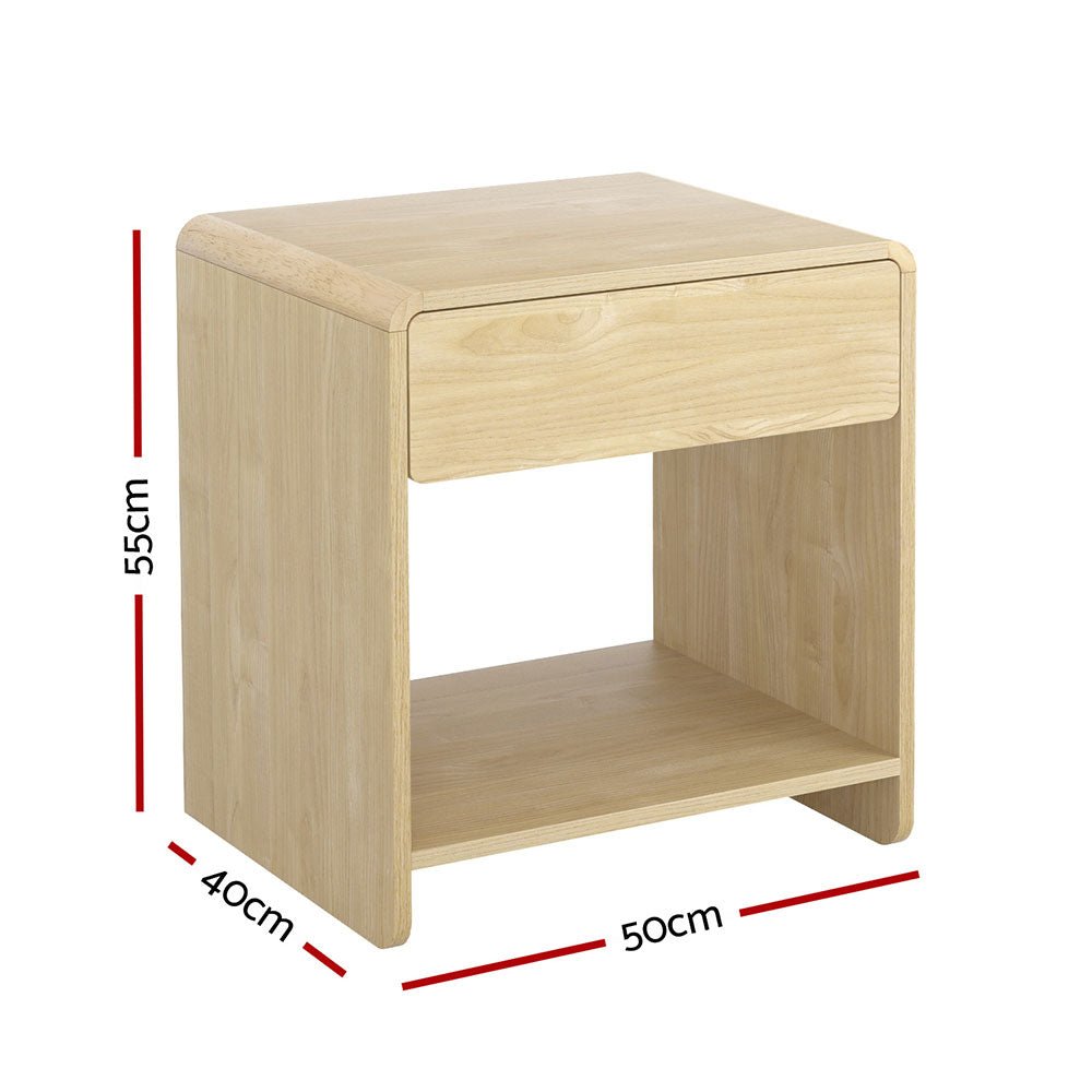 Modern Pine Bedside Table with Drawer and Open Shelf - Perfect for Bedroom Storage and Nightstand Organization