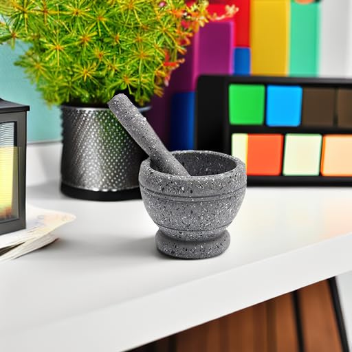 Granite Texture Resin Mortar and Pestle Set - Spice Grinder, Guacamole Maker, Herb Crusher for Kitchen & Cooking - Perfect for Grinding Herbs, Spices, and Making Fresh Guacamole at Home