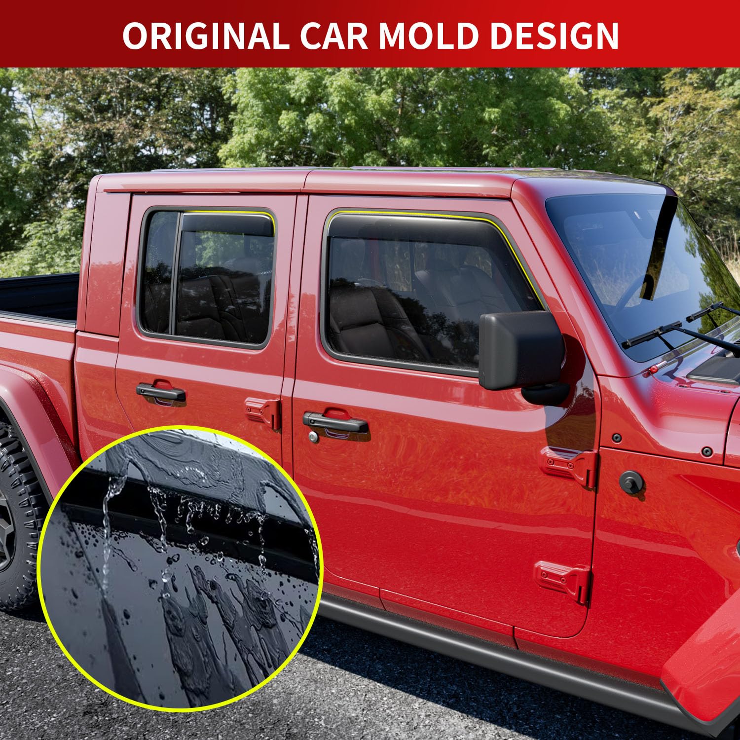 Xipoo Side Window Visor Deflector for 2018-2025 Jeep Wrangler JL & 2020-2025 Gladiator JT - Rain Guard, Wind Noise Reduction - Perfect for Off-Roading, Camping & Daily Driving