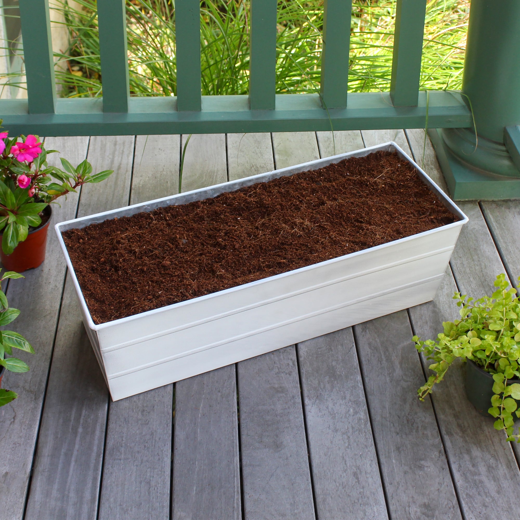 Bloom Box Garden Growing Kit - Medium White Planter Box with Brackets for 2x6 Railings | Indoor/Outdoor Herb, Flower & Vegetable Gardening for Balcony, Deck & Patio