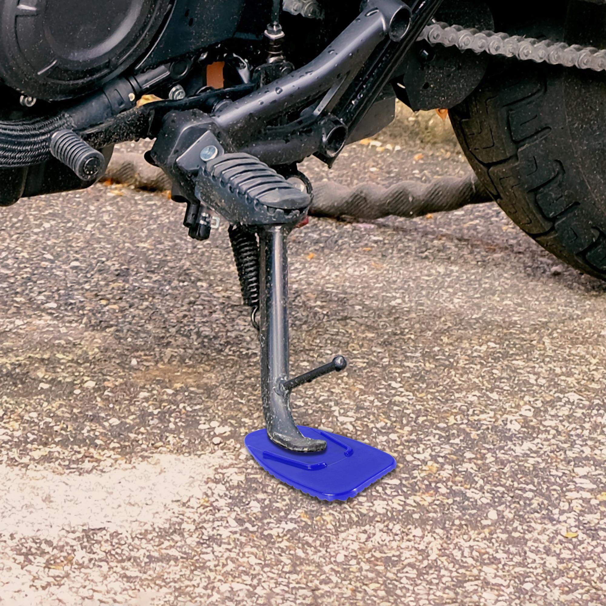 F FIERCE CYCLE Motorcycle Kickstand Pad - Heavy Duty Support Plate for Parking Stand, Side Stand Extension (Blue) - Prevent Sinking on Soft Ground, Ideal for Dirt Bikes & Cruisers