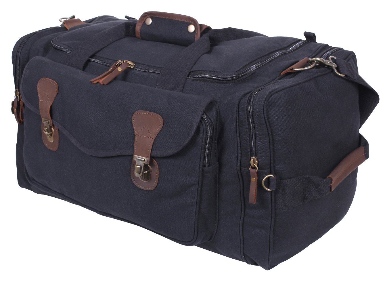 Rothco Durable Leather & Canvas Weekend Travel Bag - Perfect for Short Trips, Gym, Camping & Business Travel