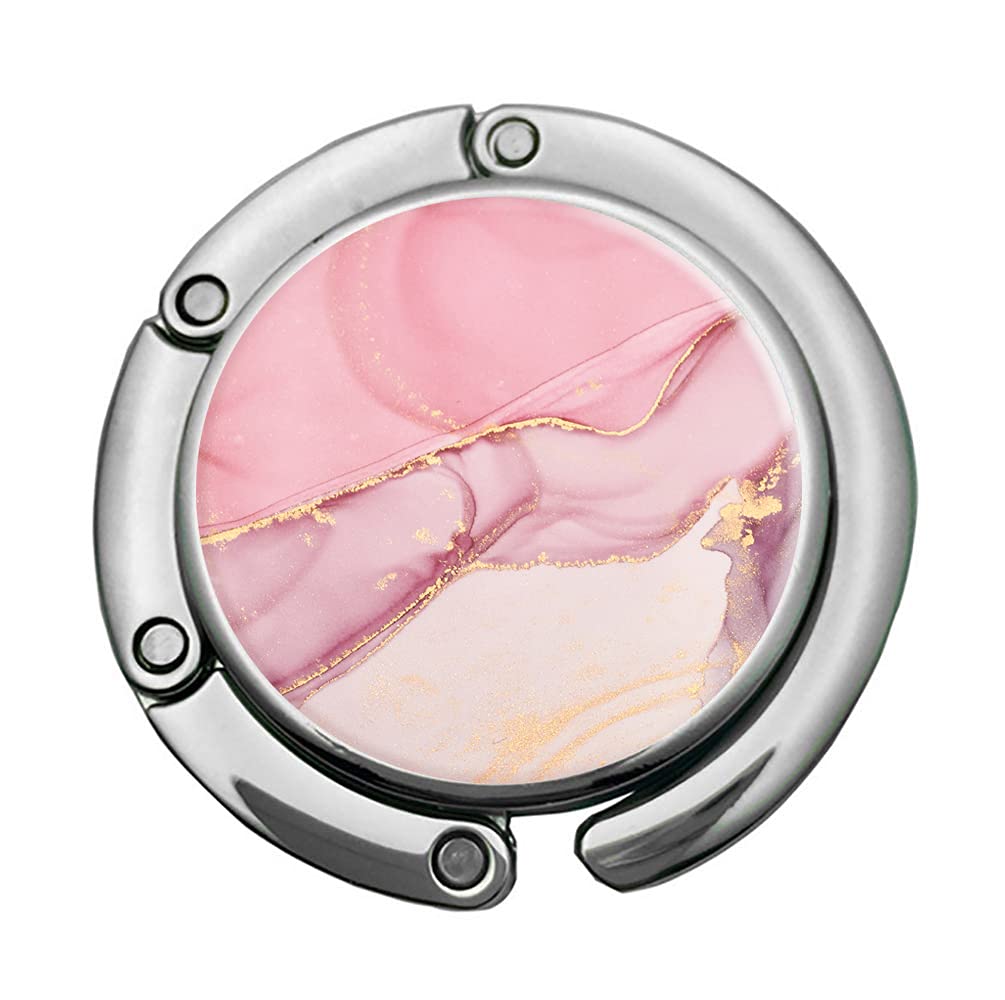 Foldable Purse Hook for Women - Pink Pretty Bag Hanger for Table & Desk - Compact & Portable Handbag Holder - Perfect for Restaurants, Travel, and Home Use (1 Pack)